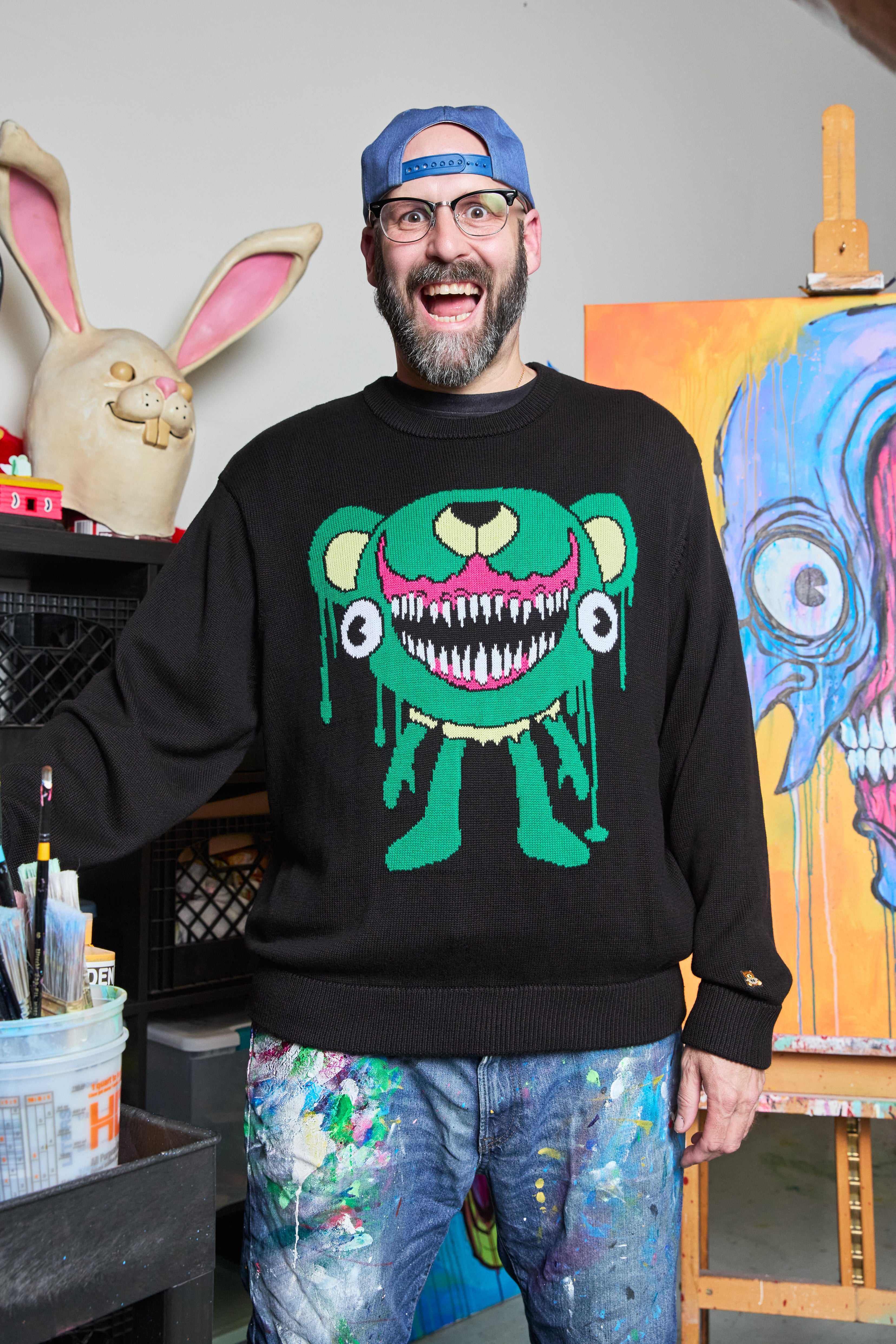 Black Teddy Fresh TF x Alex Pardee Monster Sweater | GKHPNO368