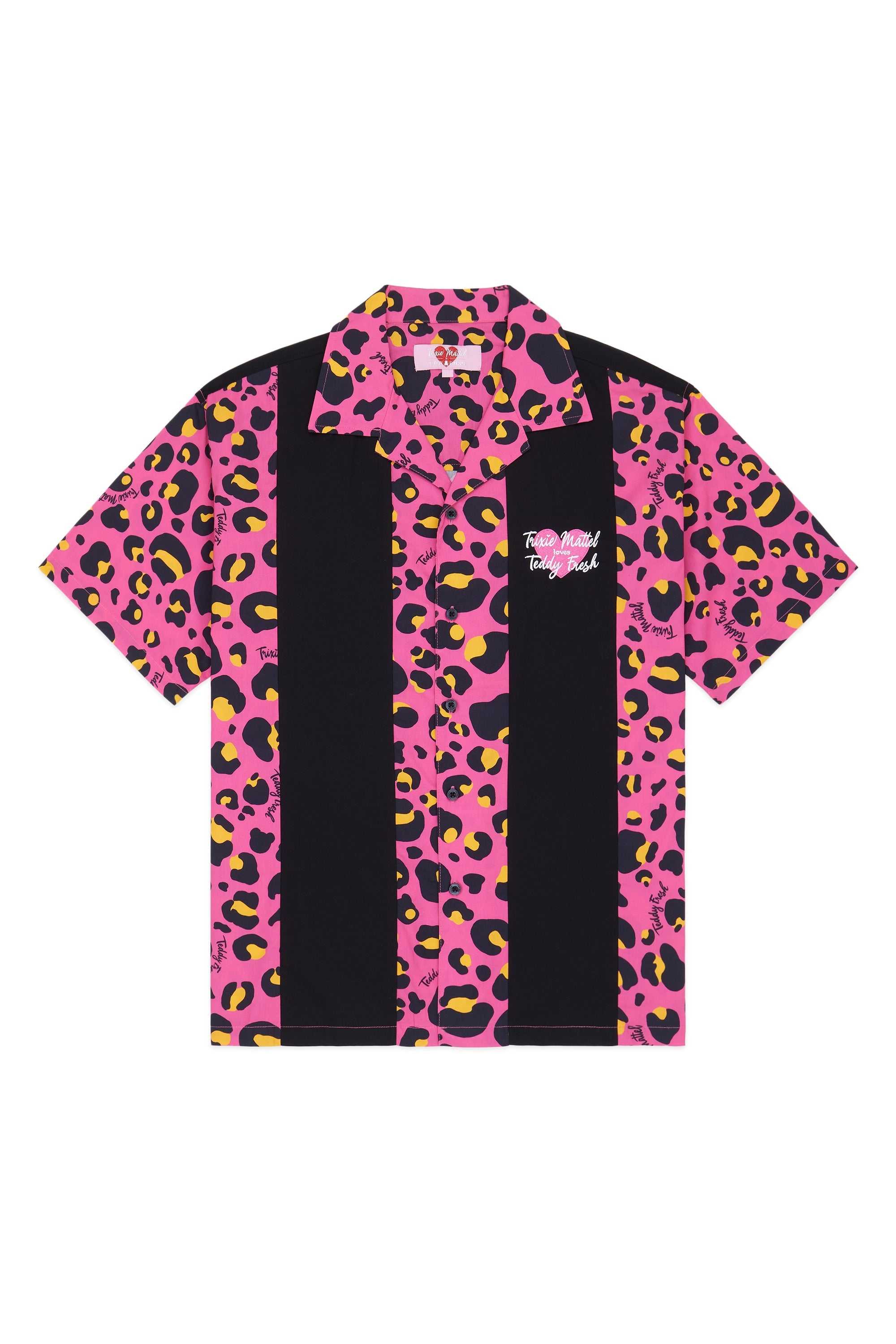 Black Teddy Fresh TF x Trixie Leopard Bowling Shirt | FWBIOT639