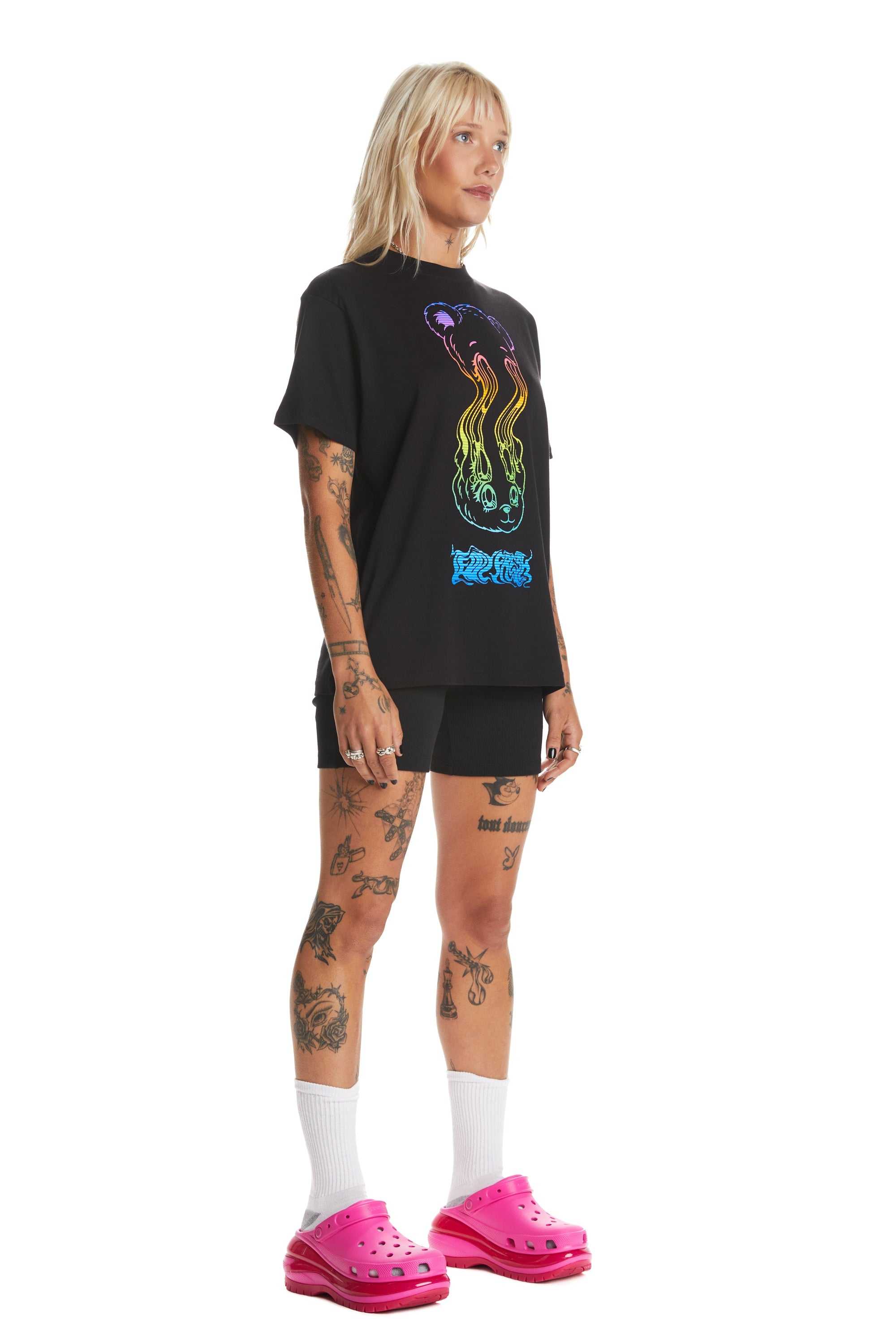 Black Teddy Fresh Trippy Bear Tee | MGPZKO423