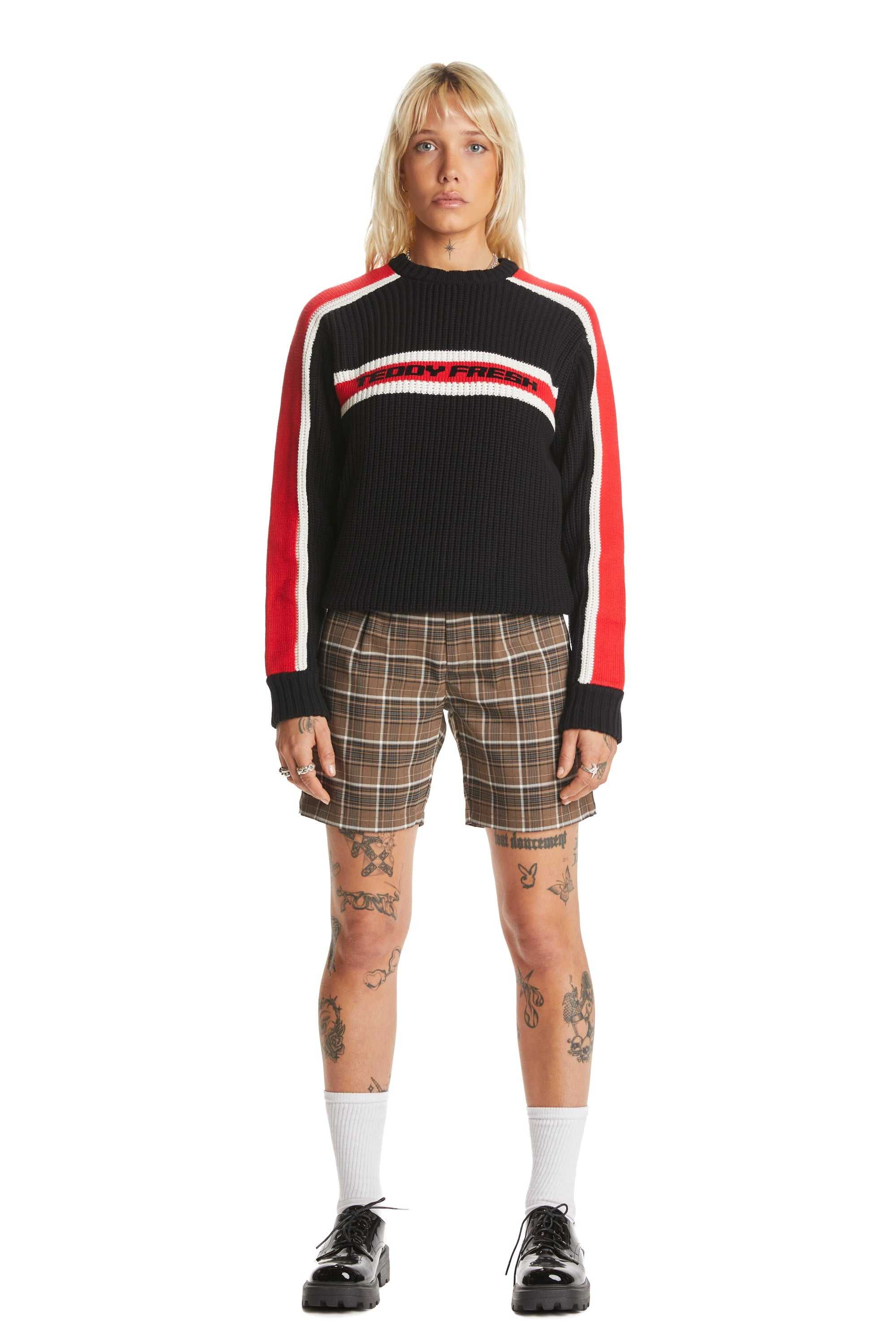 Black Teddy Fresh Vintage Sporty Stripe Sweater | KARBVP682