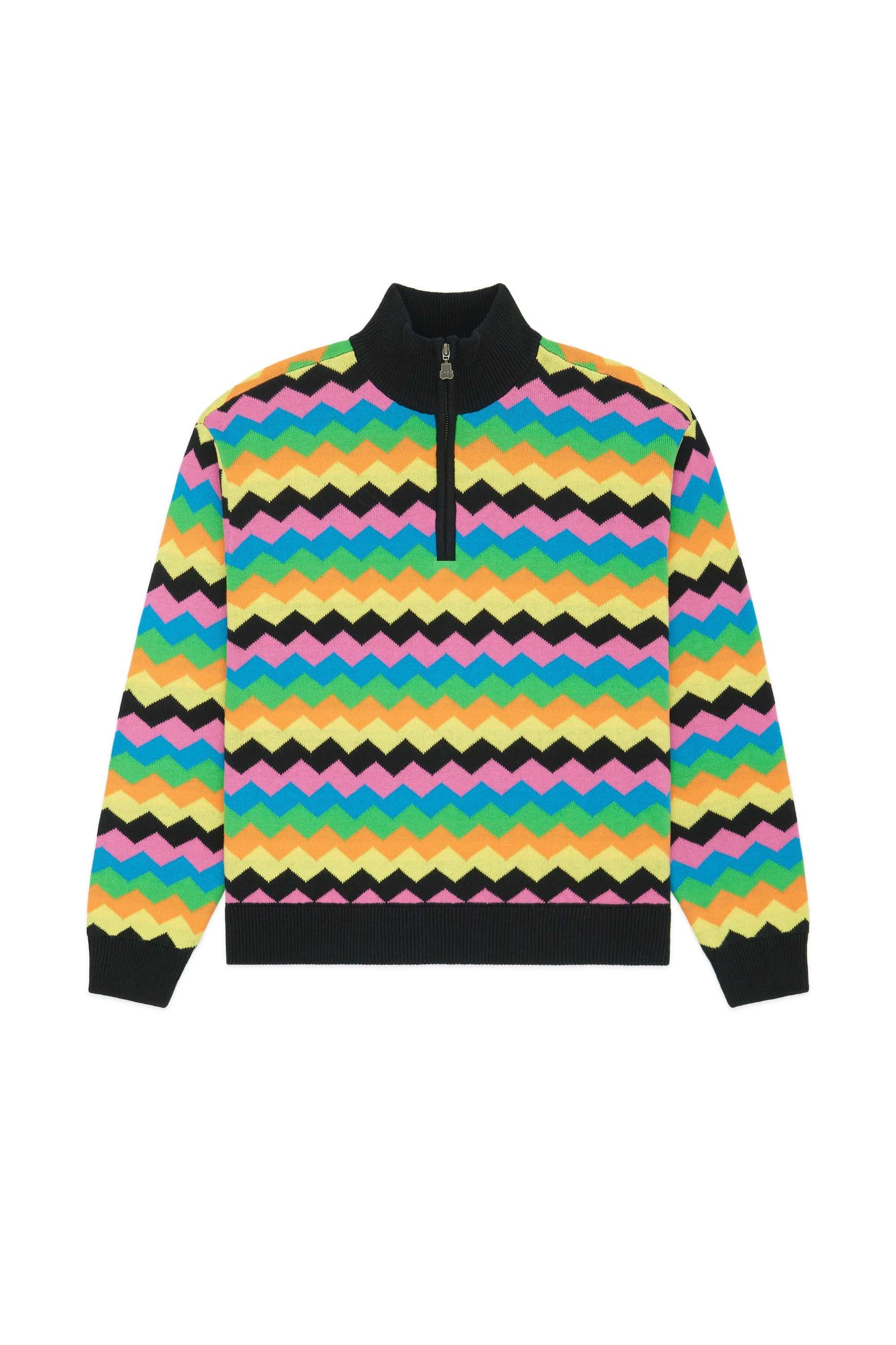 Black Teddy Fresh Zig Zag Quarter Zip Sweater | TSPIFH418