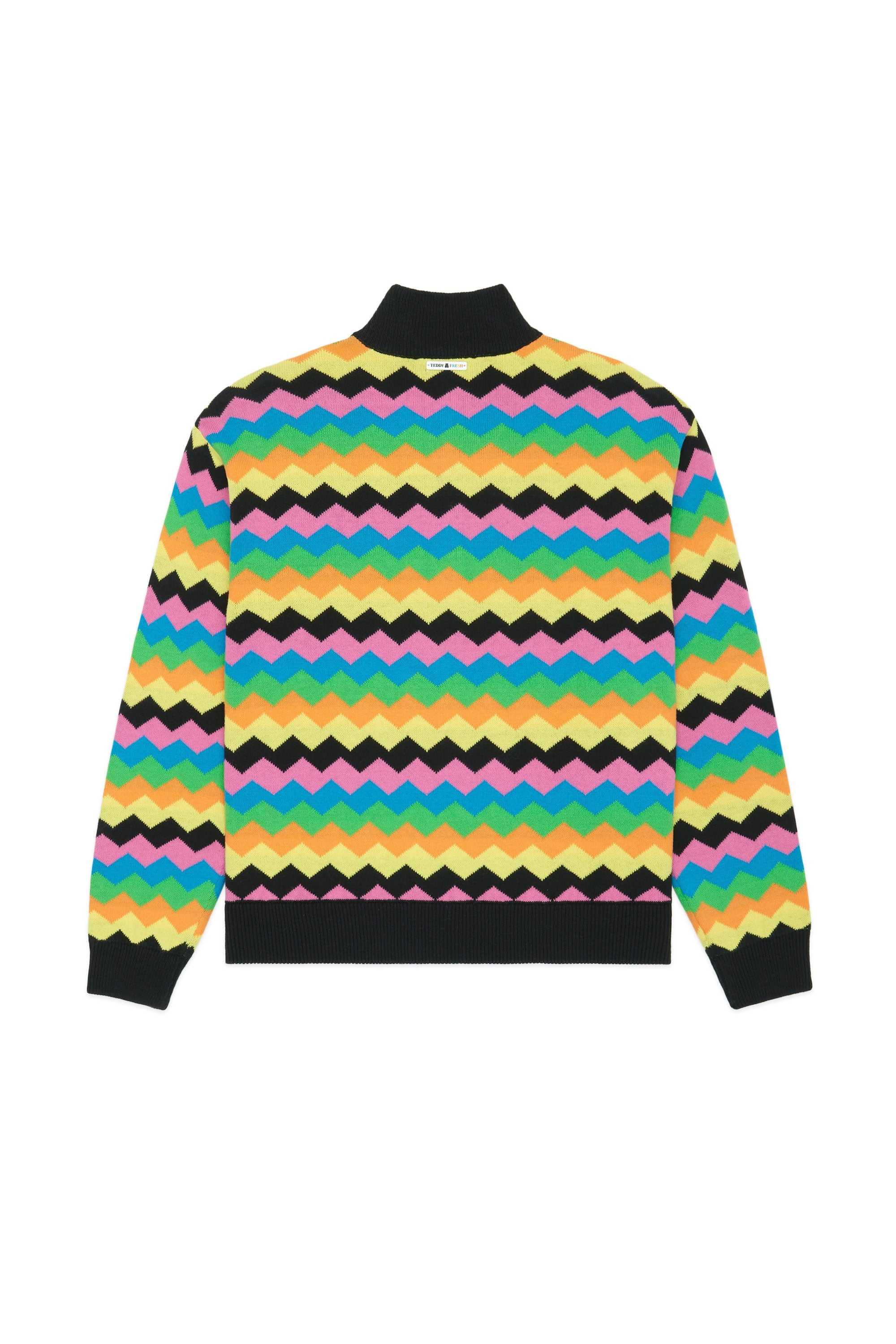 Black Teddy Fresh Zig Zag Quarter Zip Sweater | TSPIFH418