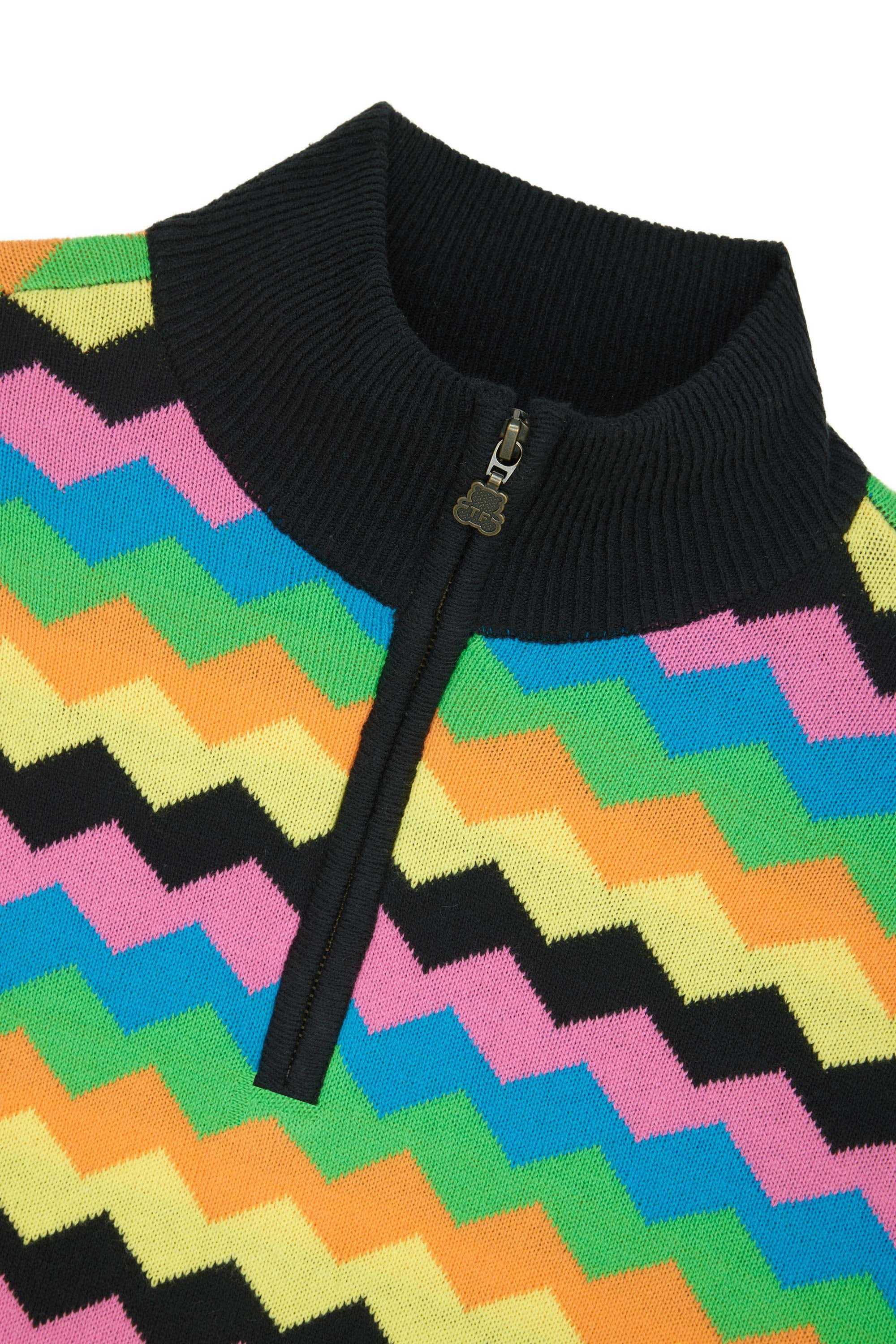 Black Teddy Fresh Zig Zag Quarter Zip Sweater | TSPIFH418