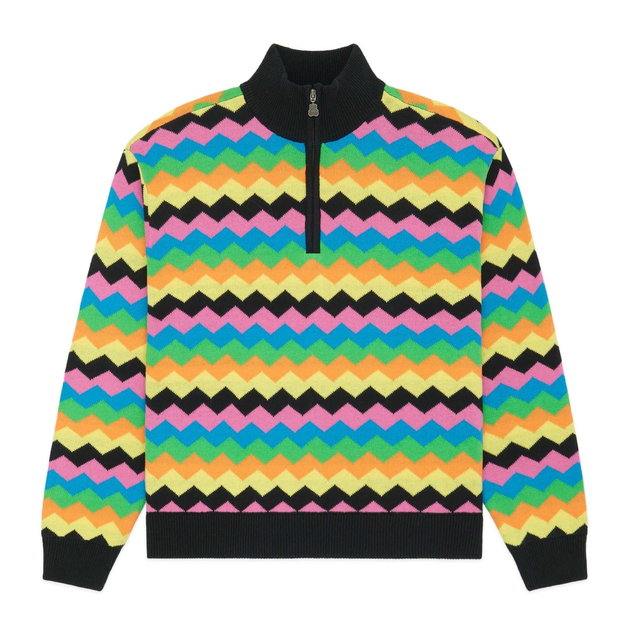 Black Teddy Fresh Zig Zag Quarter Zip Sweater | TSPIFH418