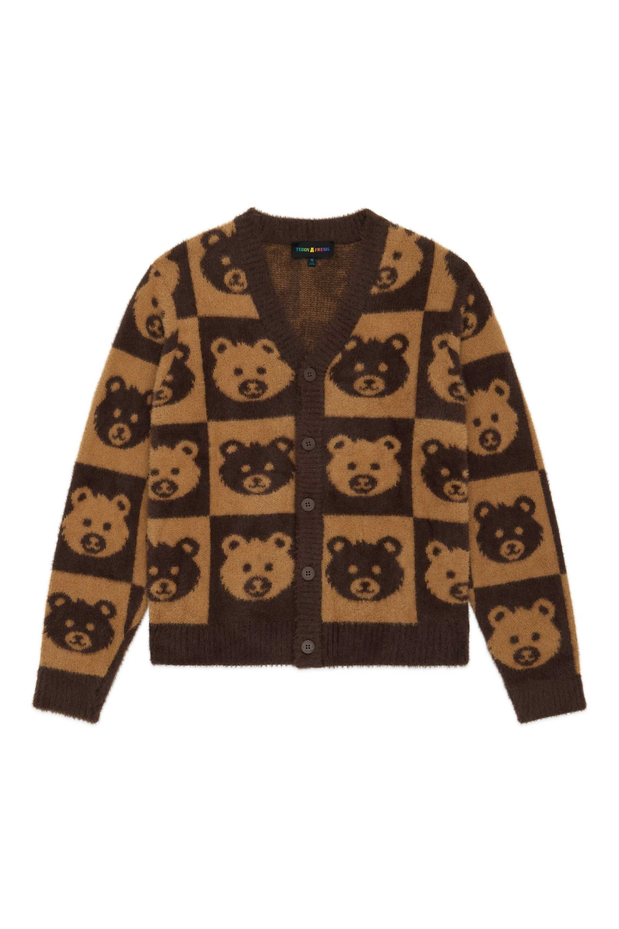 Brown Teddy Fresh Checkered Bear Cardigan | YWRCKT029