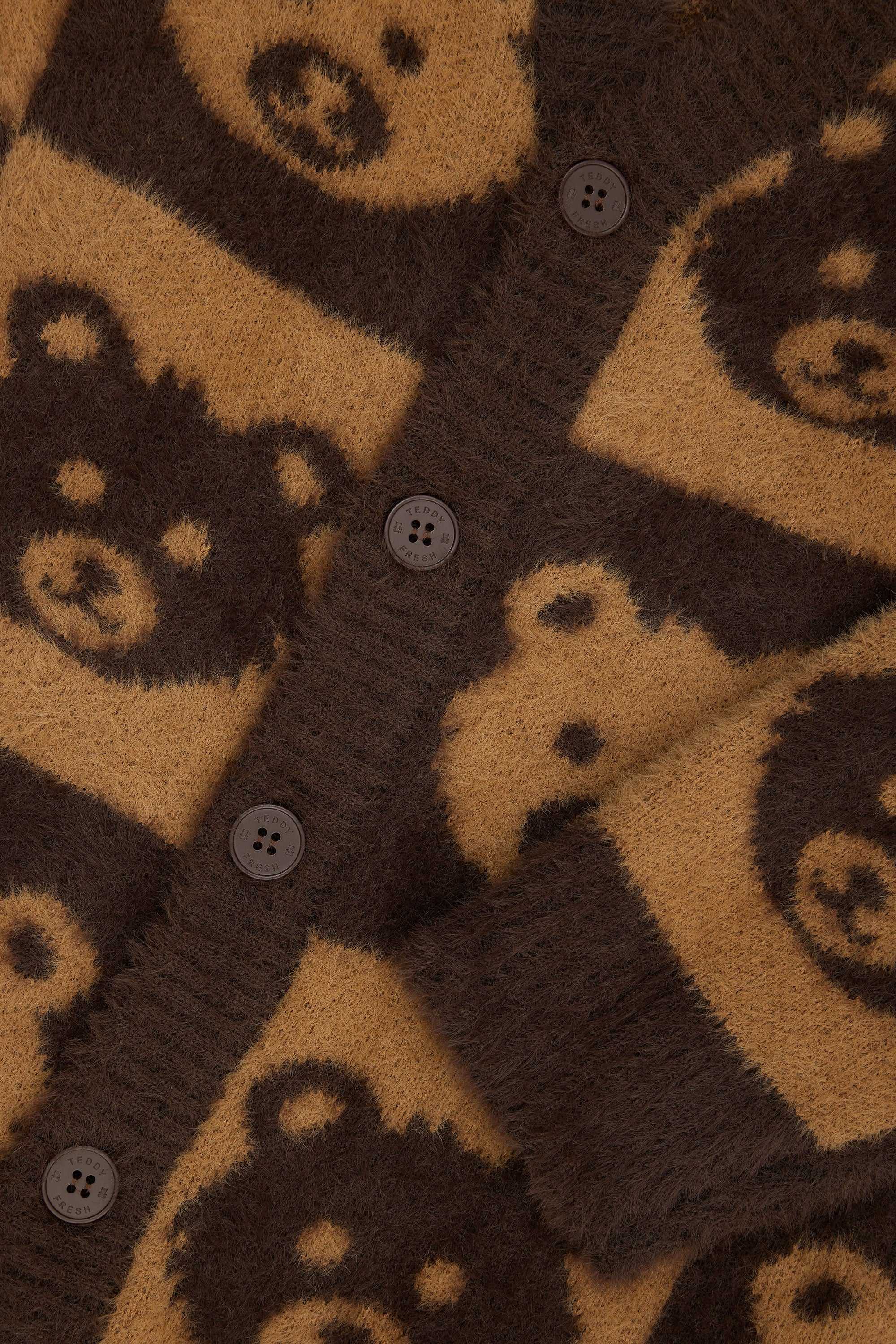 Brown Teddy Fresh Checkered Bear Cardigan | YWRCKT029