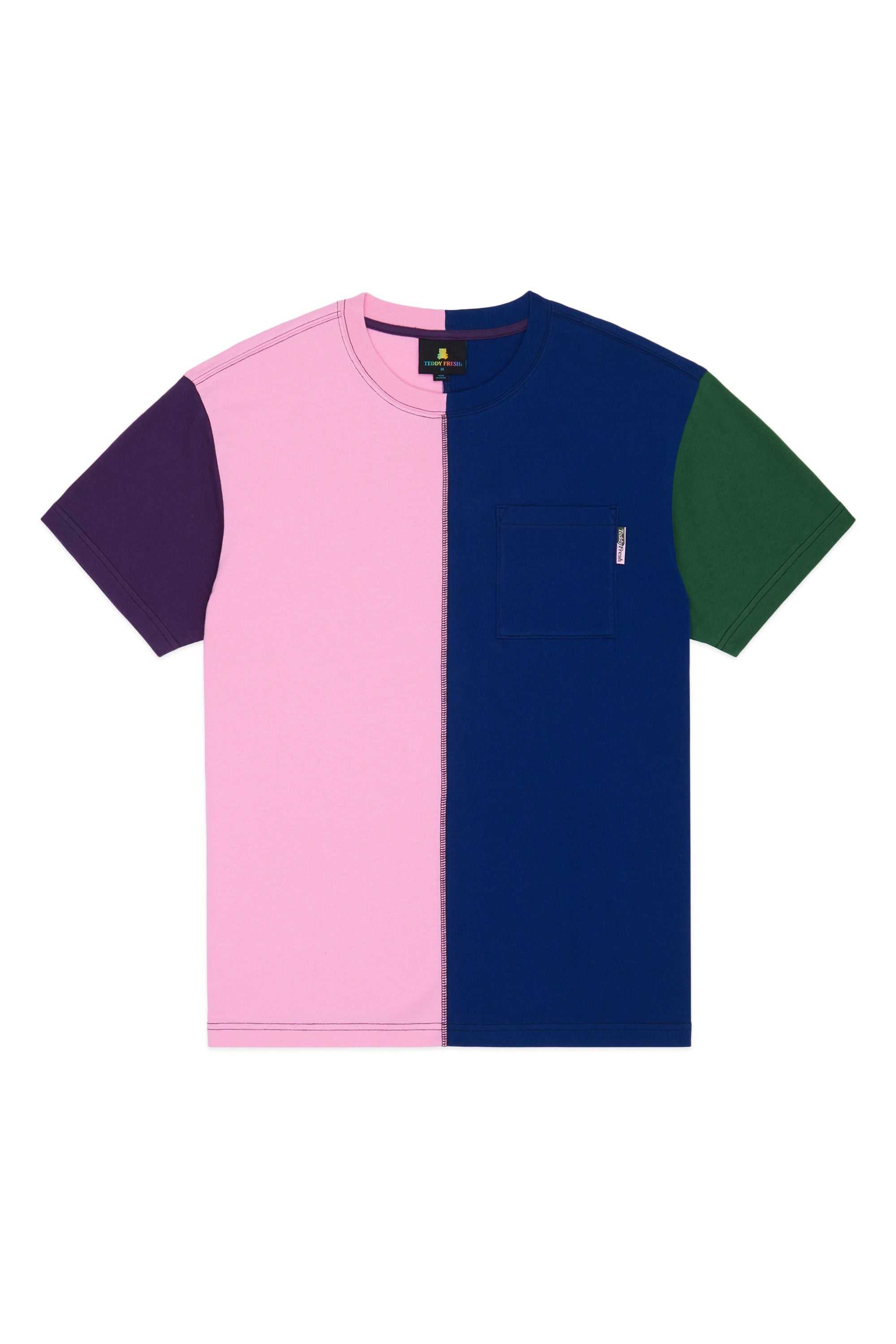 Brown Teddy Fresh Color Block Split Tee | XVBOKP261