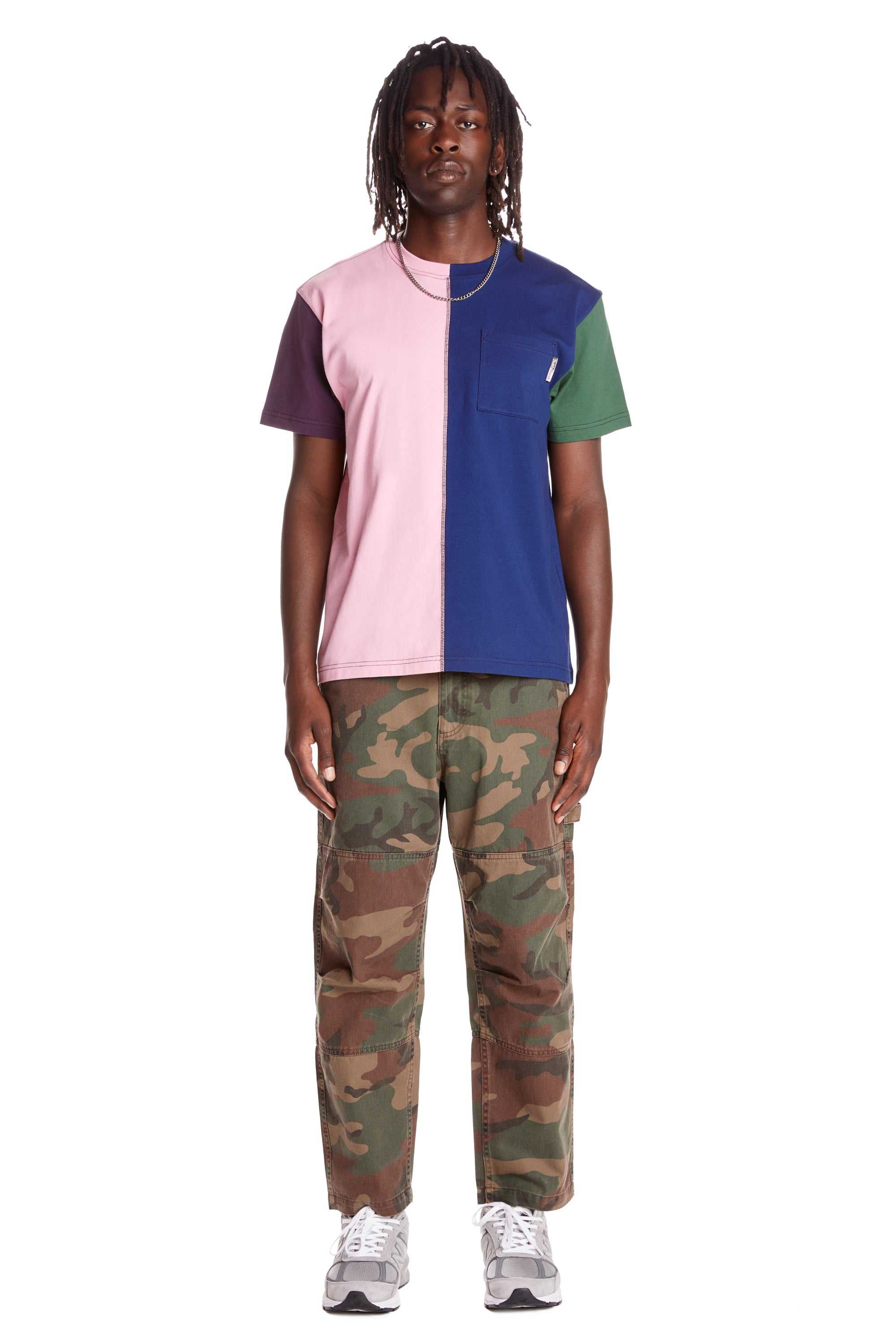 Brown Teddy Fresh Color Block Split Tee | XVBOKP261