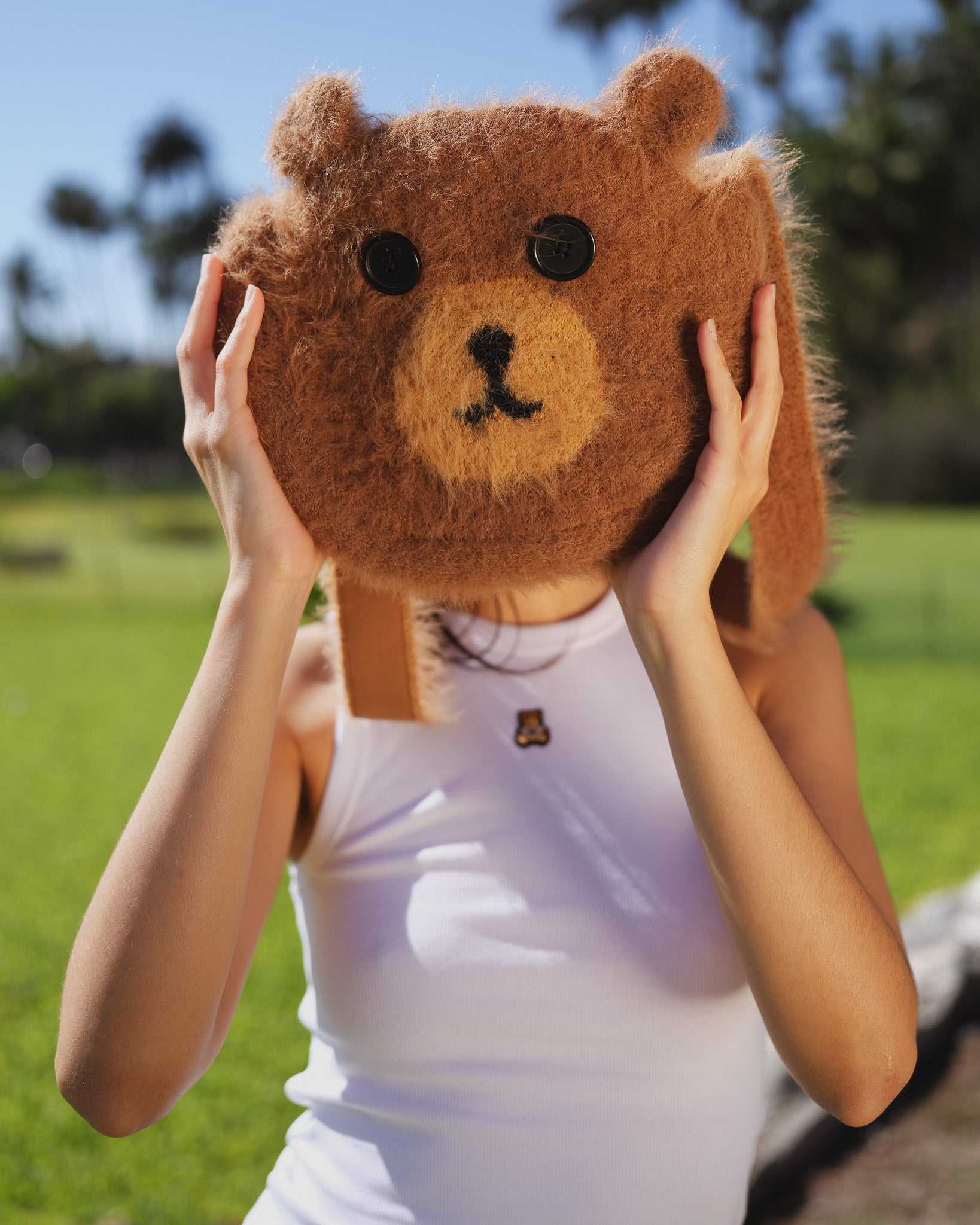 Brown Teddy Fresh Fuzzy Knit Bear Bag | YTMJQK547