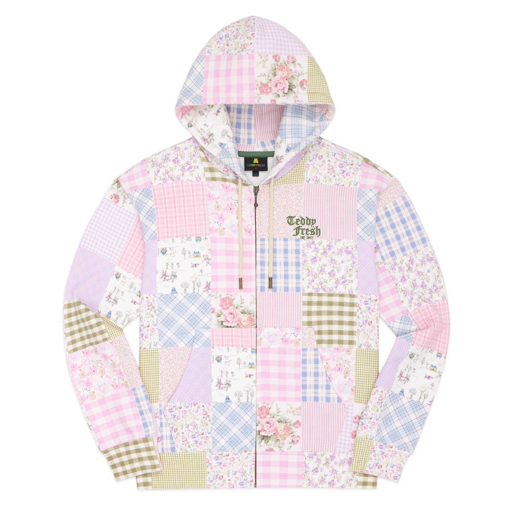 Brown Teddy Fresh Quilt Print Zip Hoodie | MNPJYD461