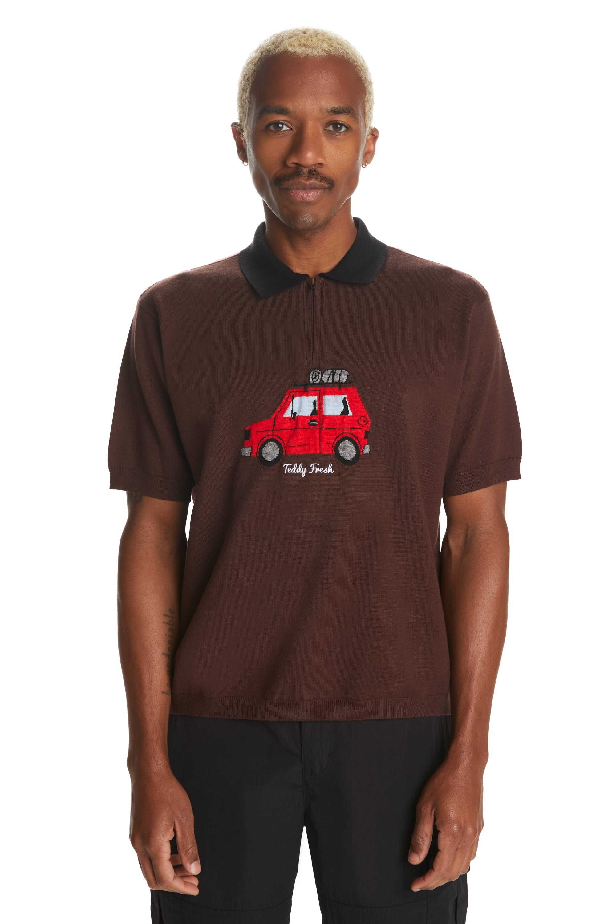 Brown Teddy Fresh Road Trip Zip Polo | LVYREC390