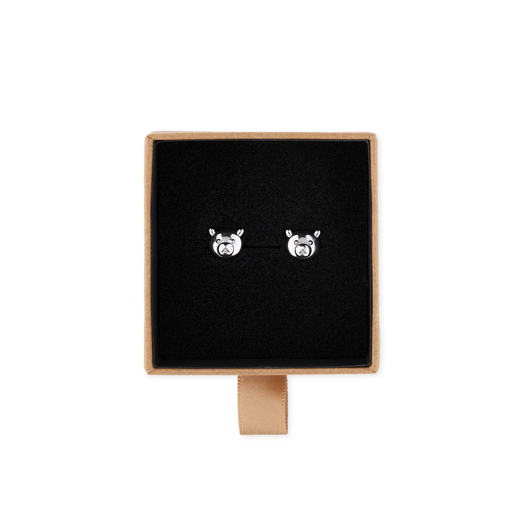 Gold Teddy Fresh Bear Face Earrings | ETUZAL782