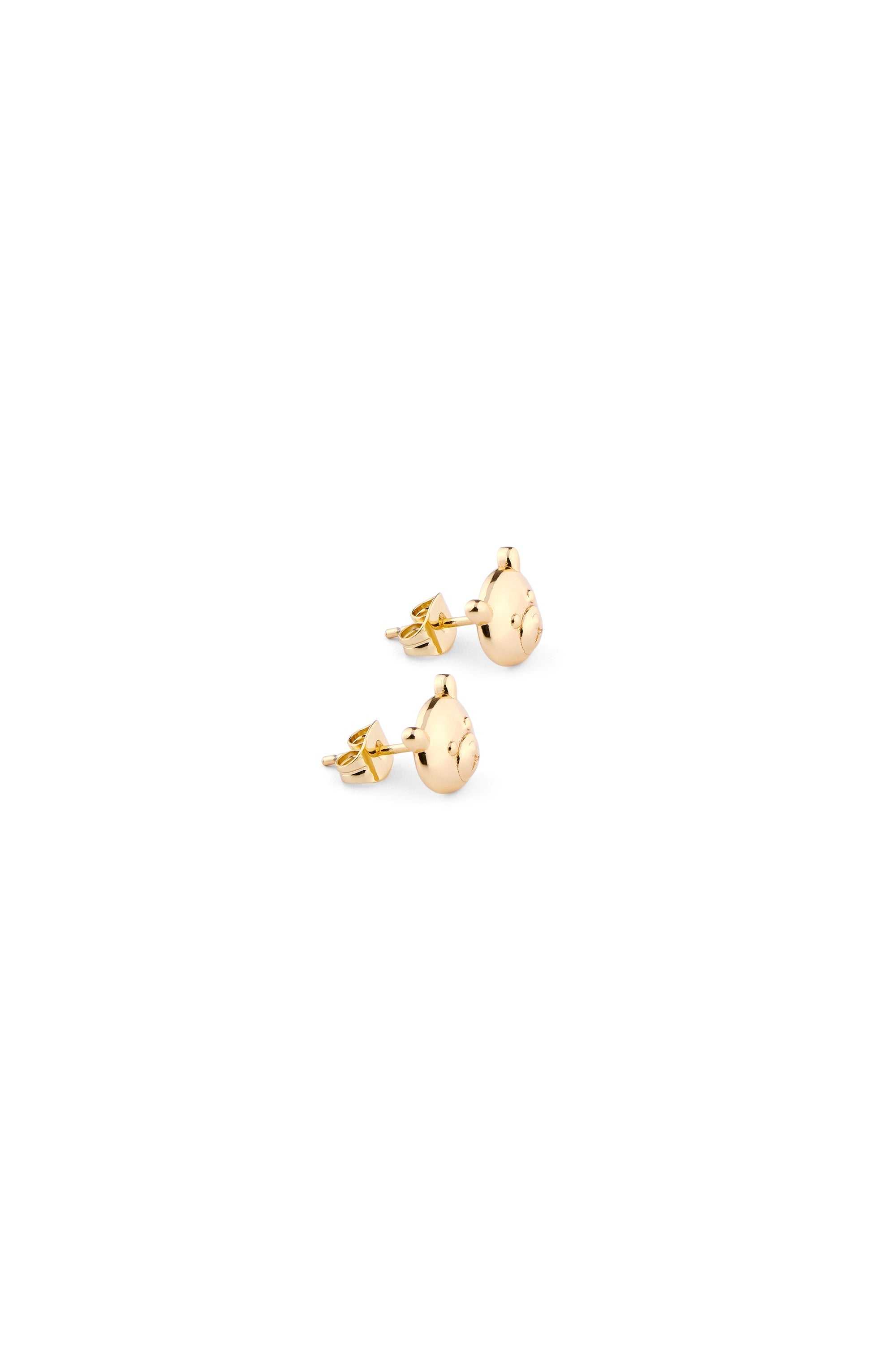 Gold Teddy Fresh Bear Face Earrings | ETUZAL782