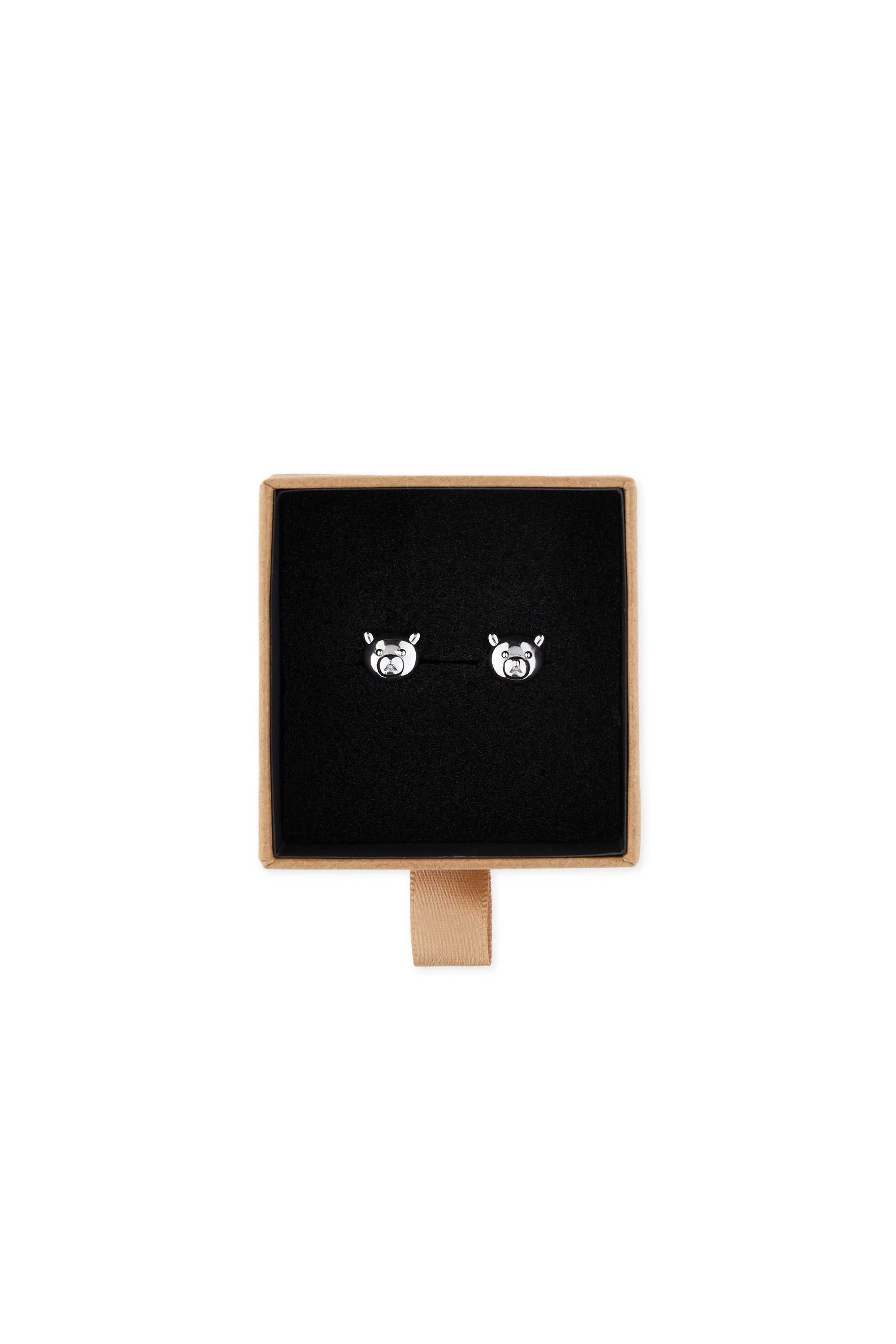 Gold Teddy Fresh Bear Face Earrings | ETUZAL782