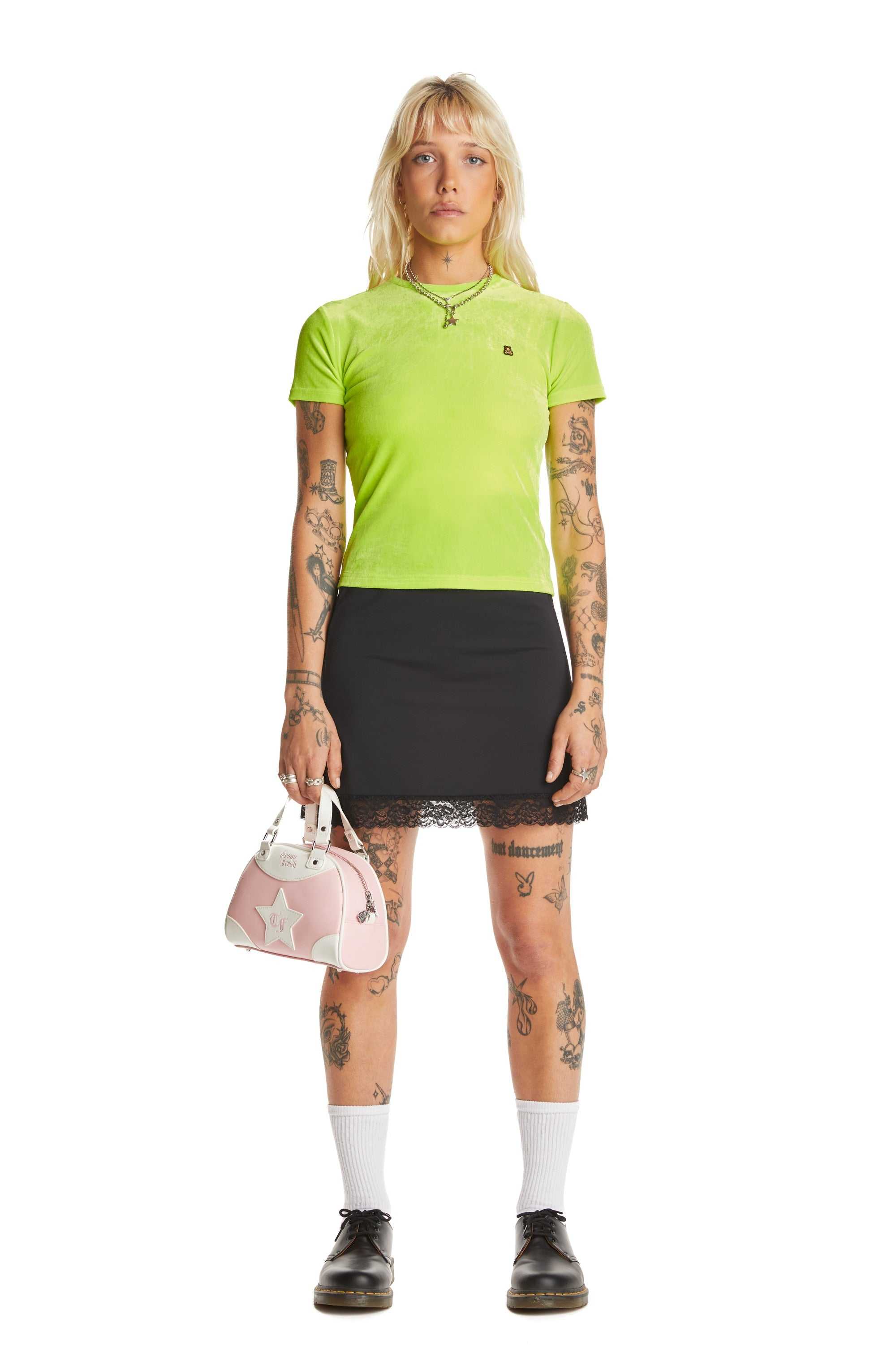 Green Teddy Fresh Highlighter Velour Top | FEDUGO415