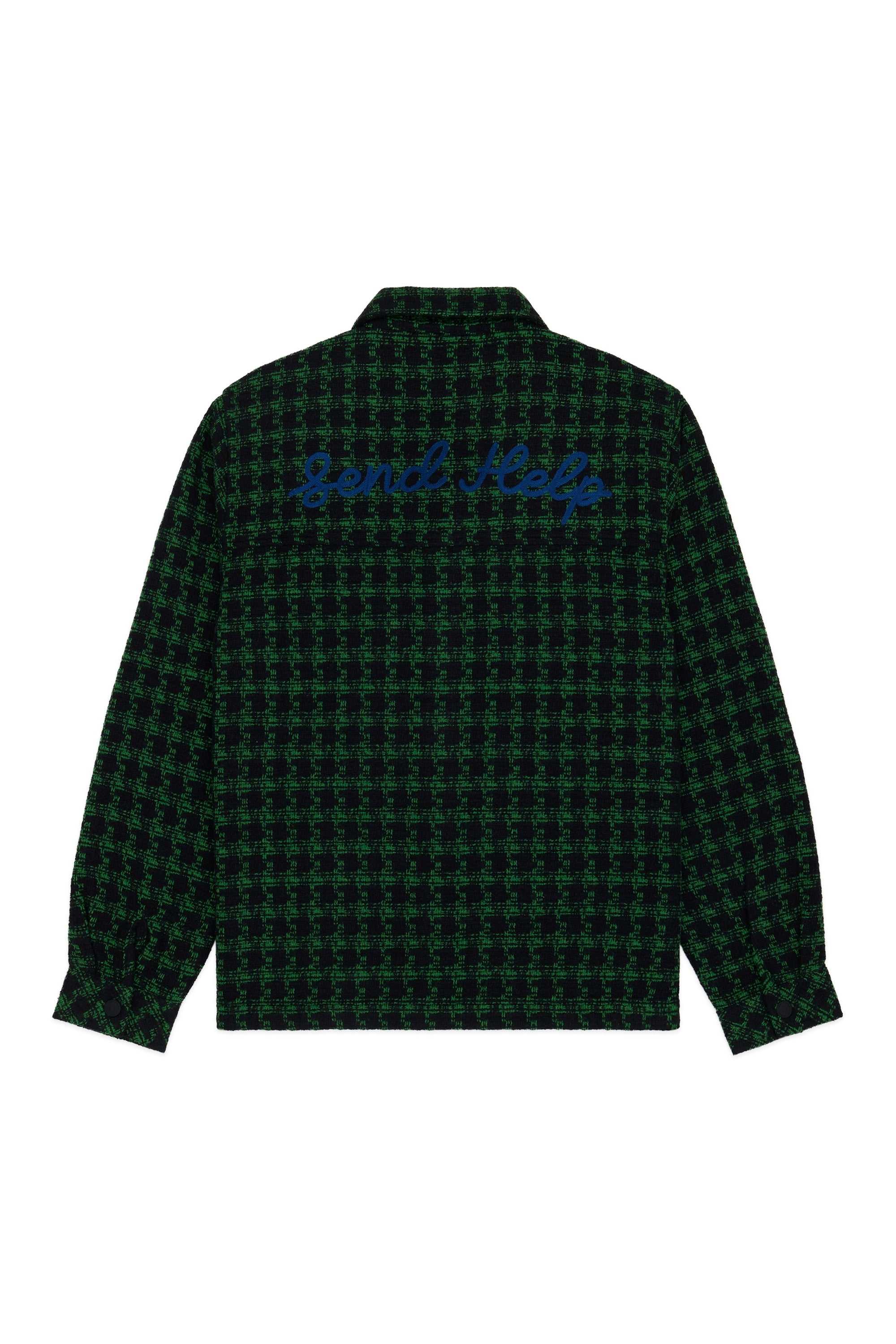 Green Teddy Fresh Send Help Woven Snap Shacket | JMECST259