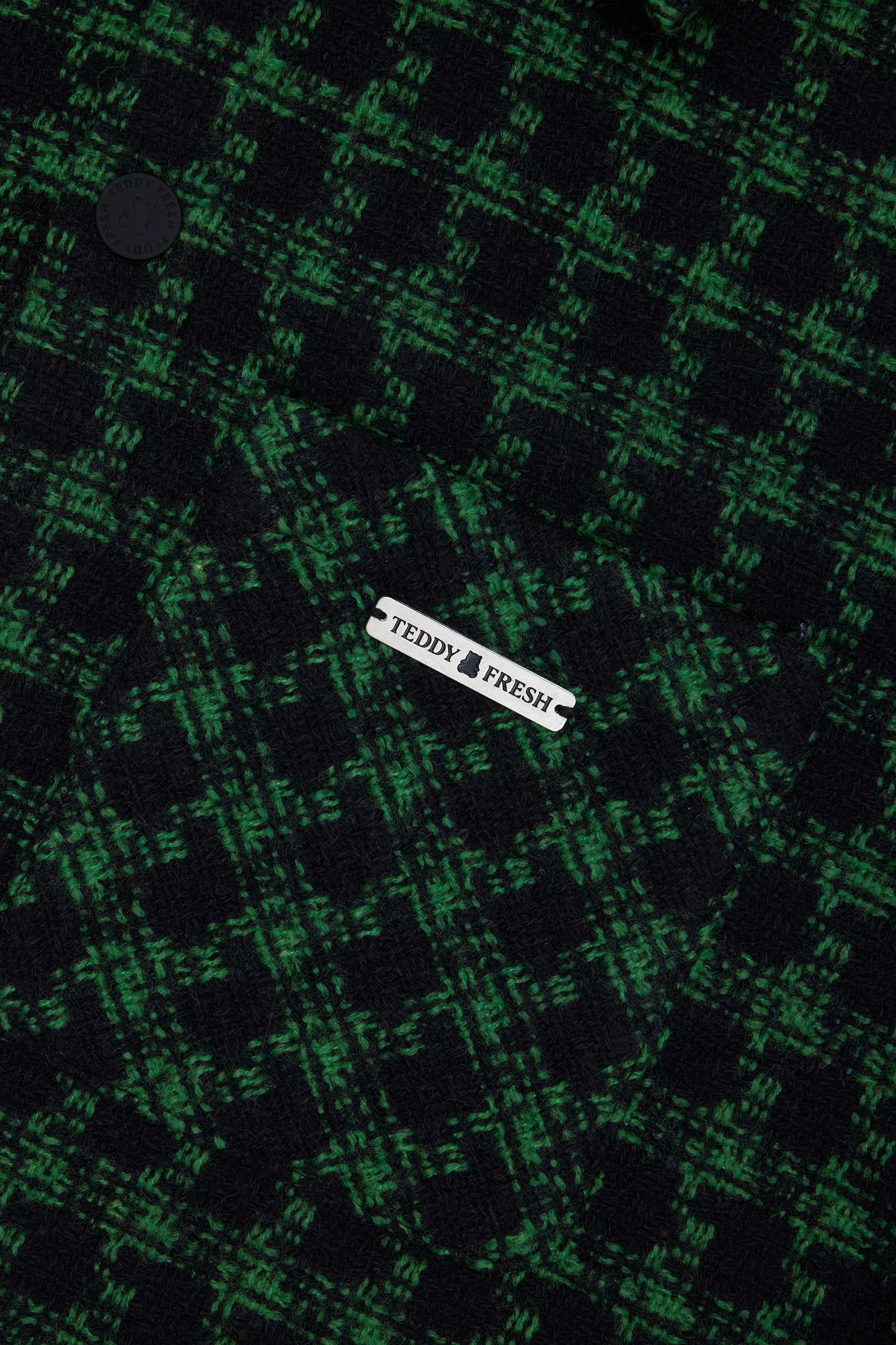 Green Teddy Fresh Send Help Woven Snap Shacket | JMECST259