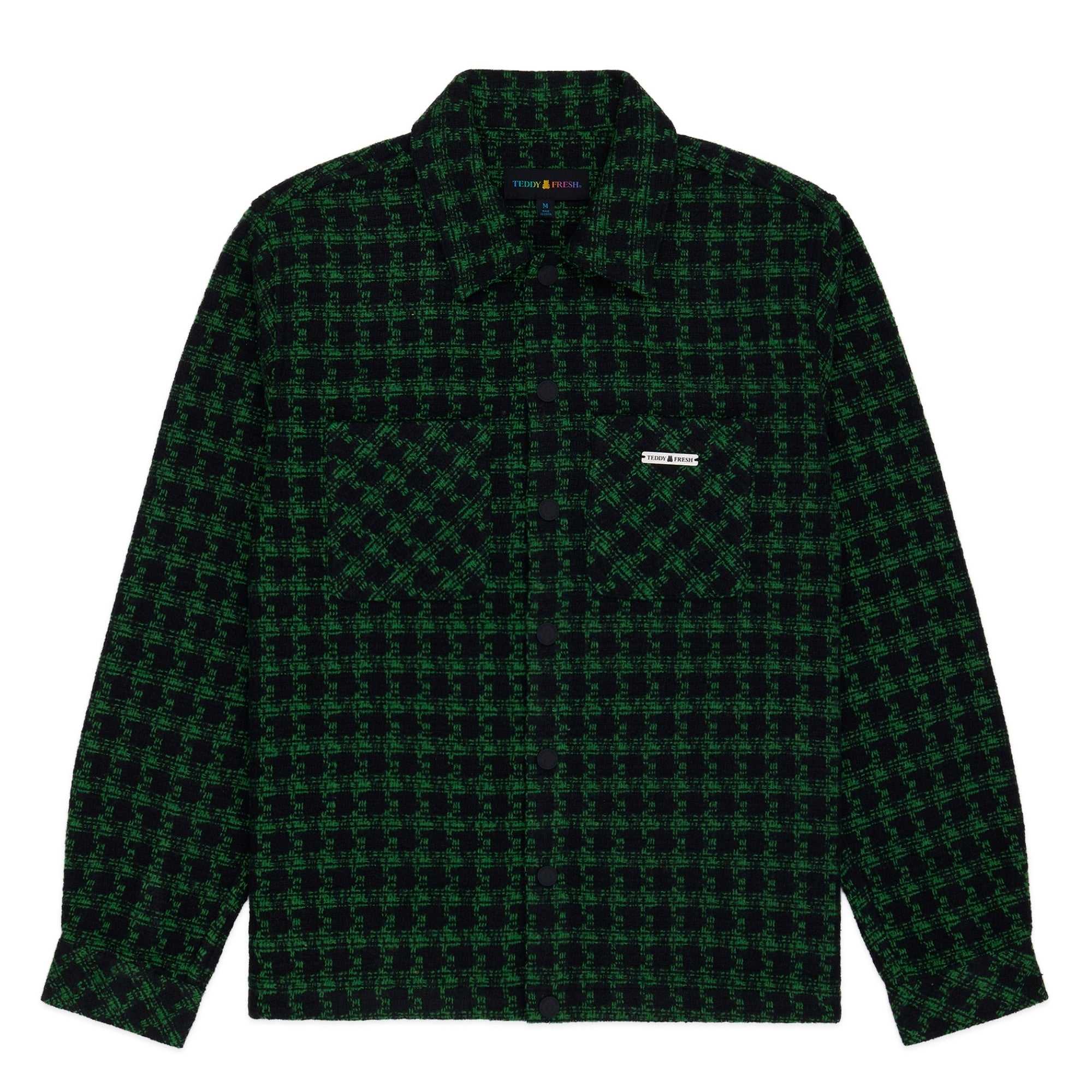 Green Teddy Fresh Send Help Woven Snap Shacket | JMECST259