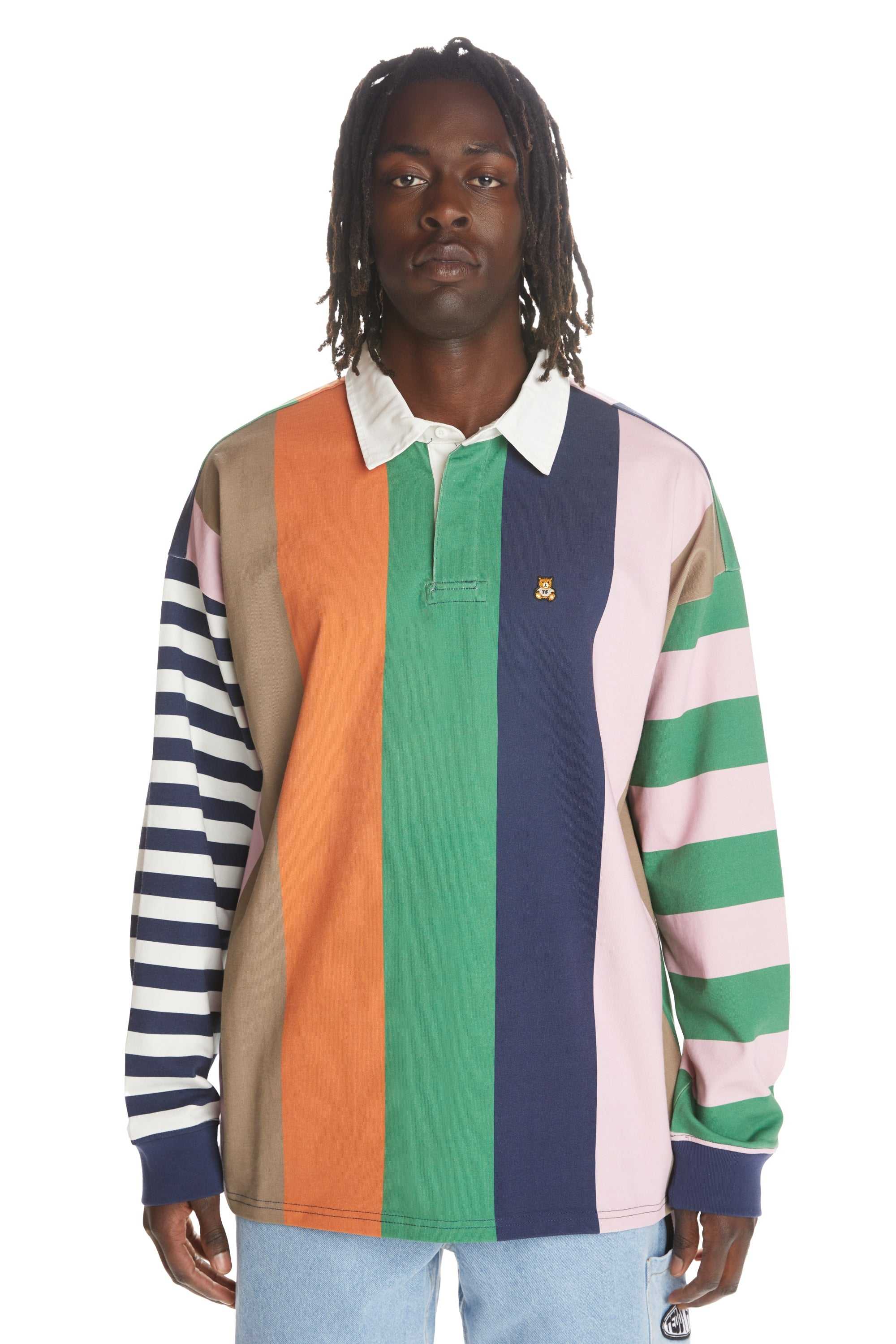 Green Teddy Fresh Stripe Block Polo | NIYOTX865