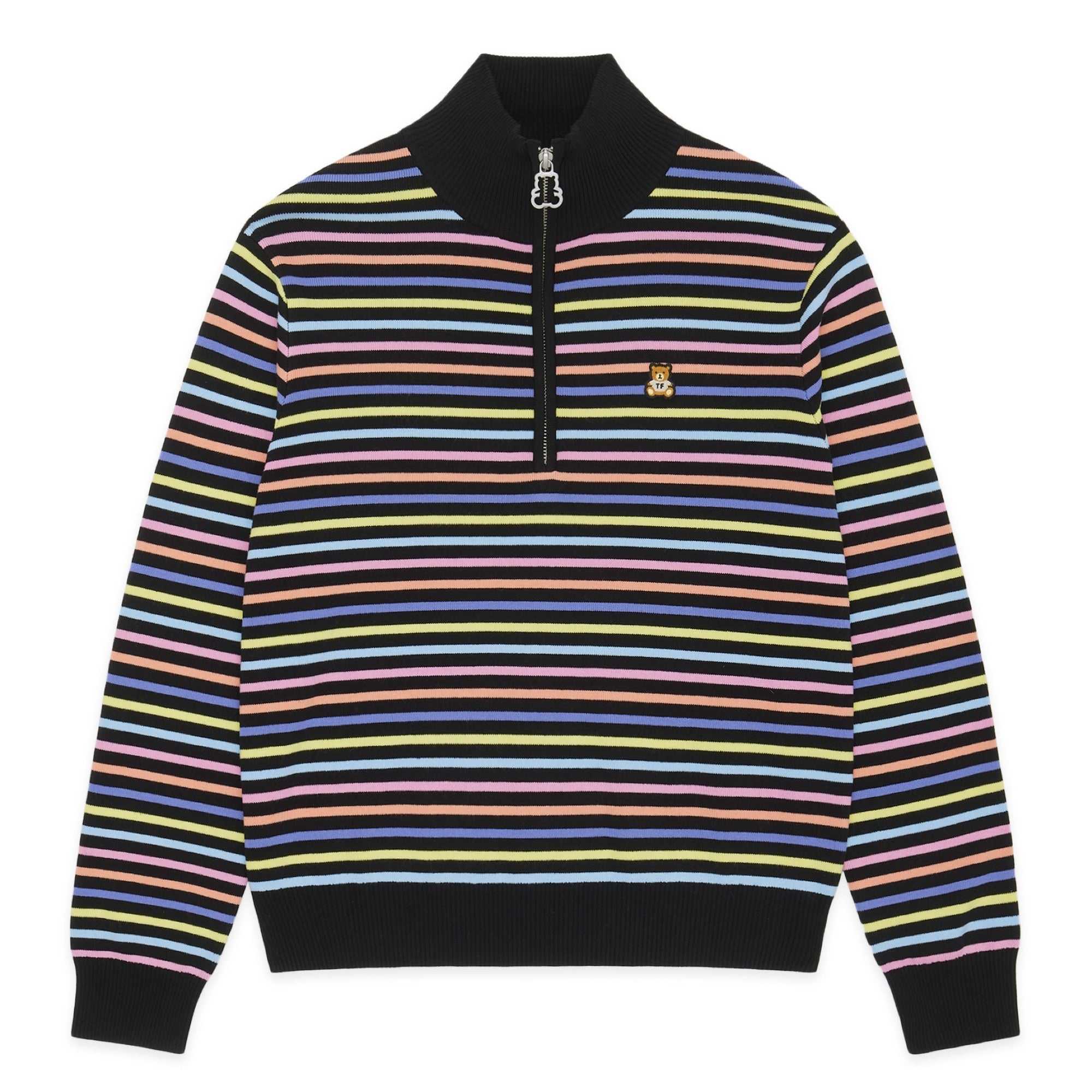 Green Teddy Fresh Striped Knit Half Zip Top | TLKZAU482