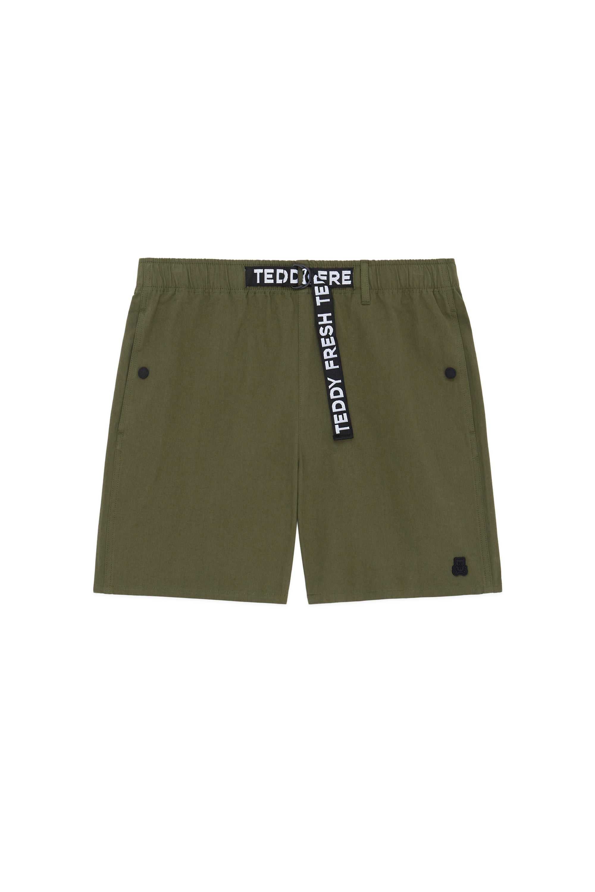 Green Teddy Fresh Webbing Belt Cotton Shorts | AOTQEV241