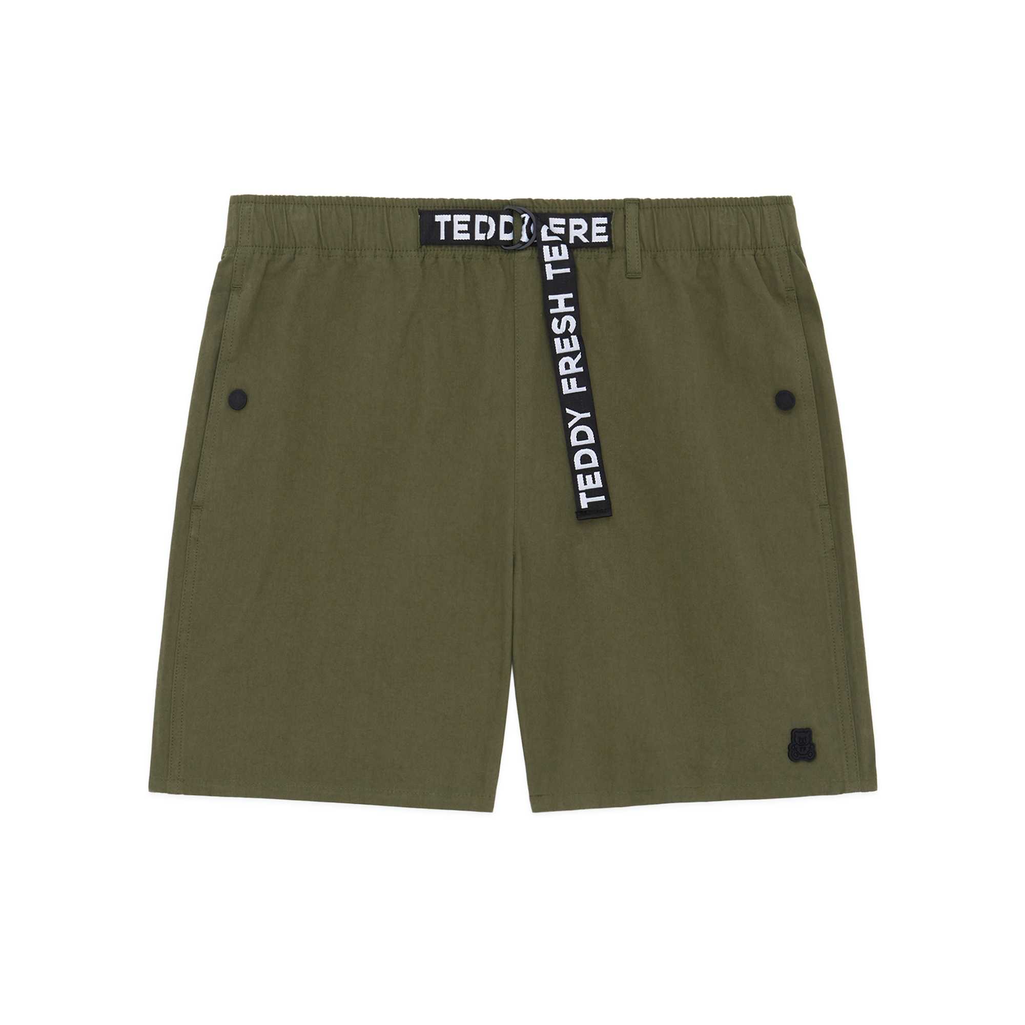 Green Teddy Fresh Webbing Belt Cotton Shorts | AOTQEV241