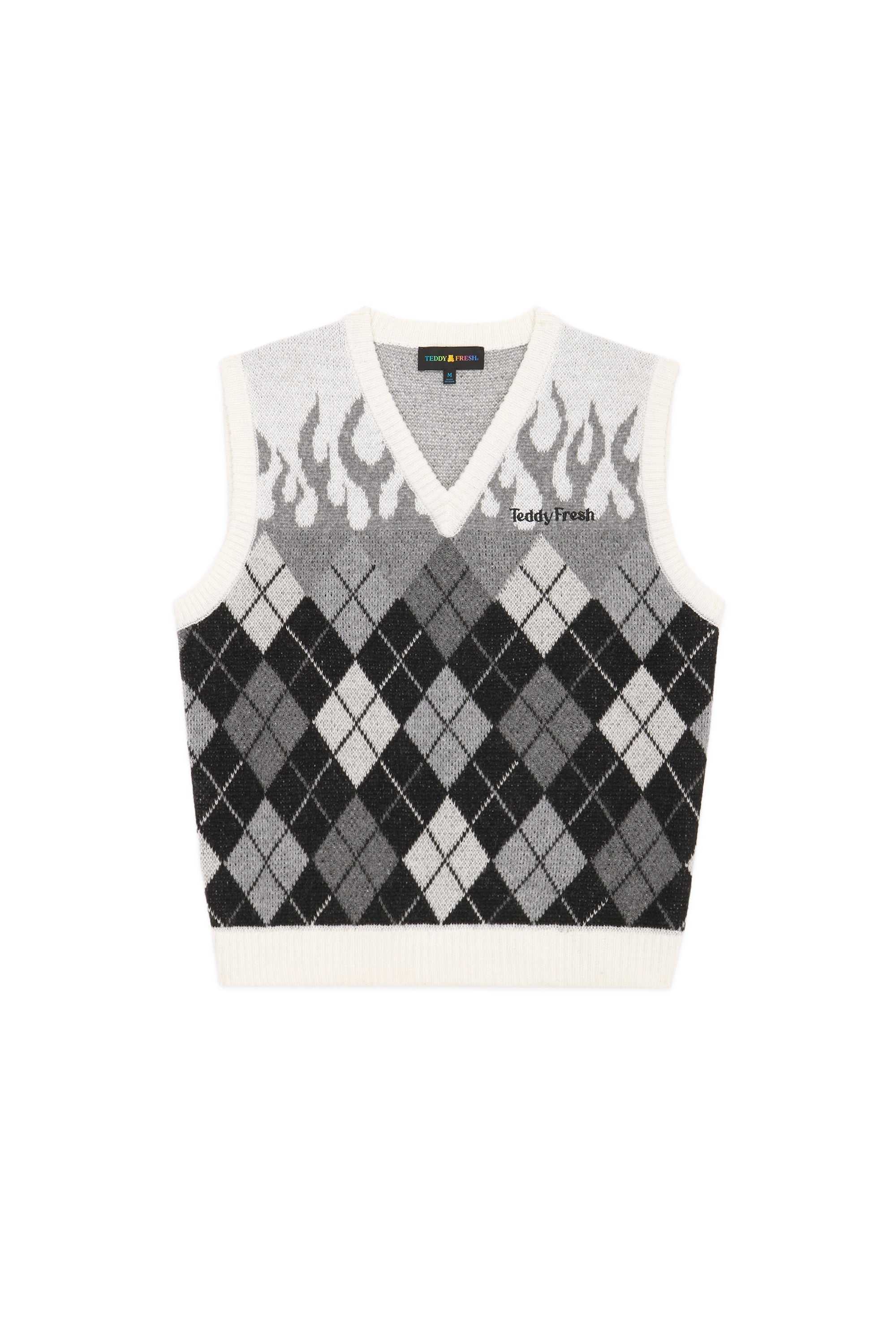 Grey Teddy Fresh Greyscale Flames Sweater Vest | AHNTRU342