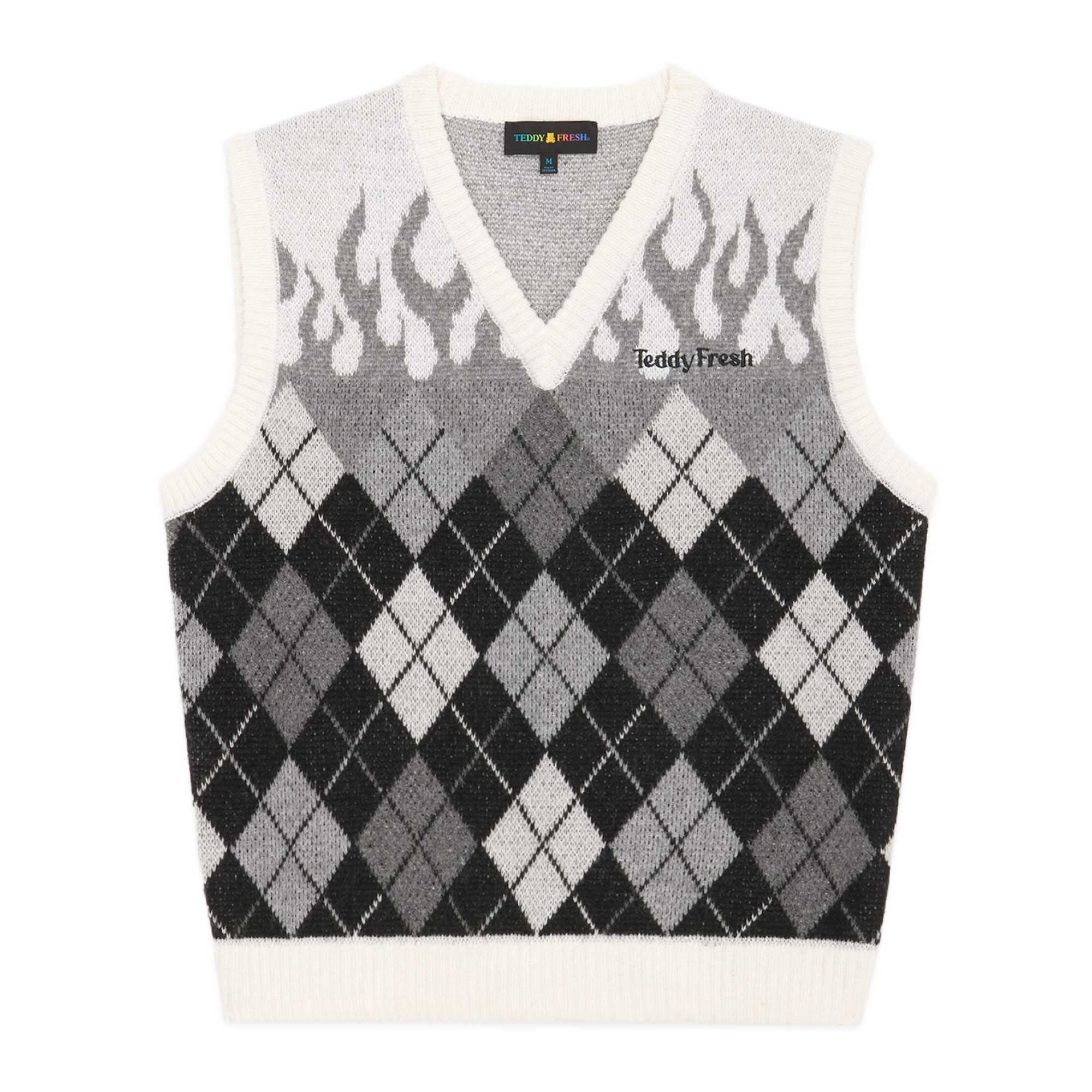 Grey Teddy Fresh Greyscale Flames Sweater Vest | AHNTRU342