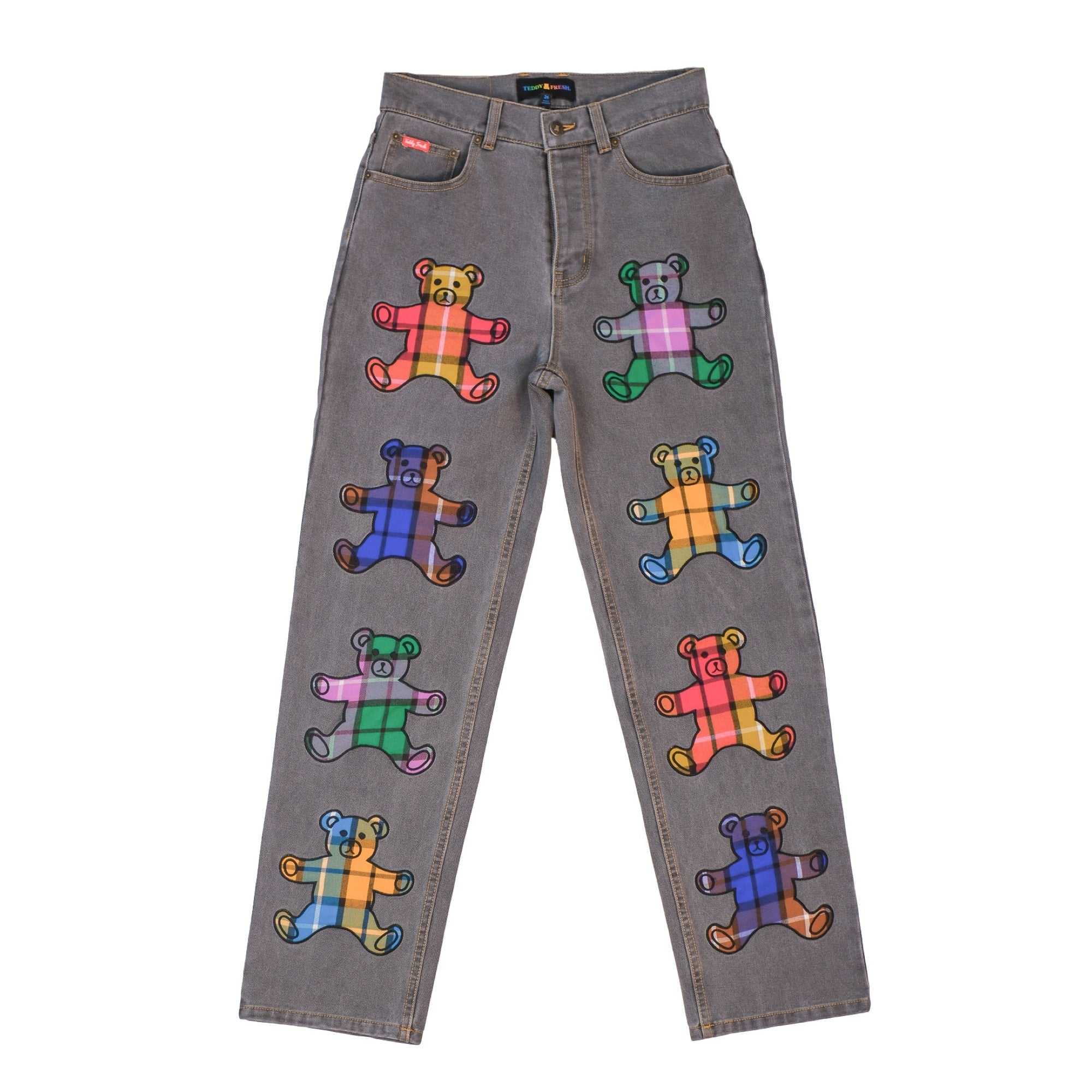 Grey Teddy Fresh Patchwork Bear Pants | XRSIEV128