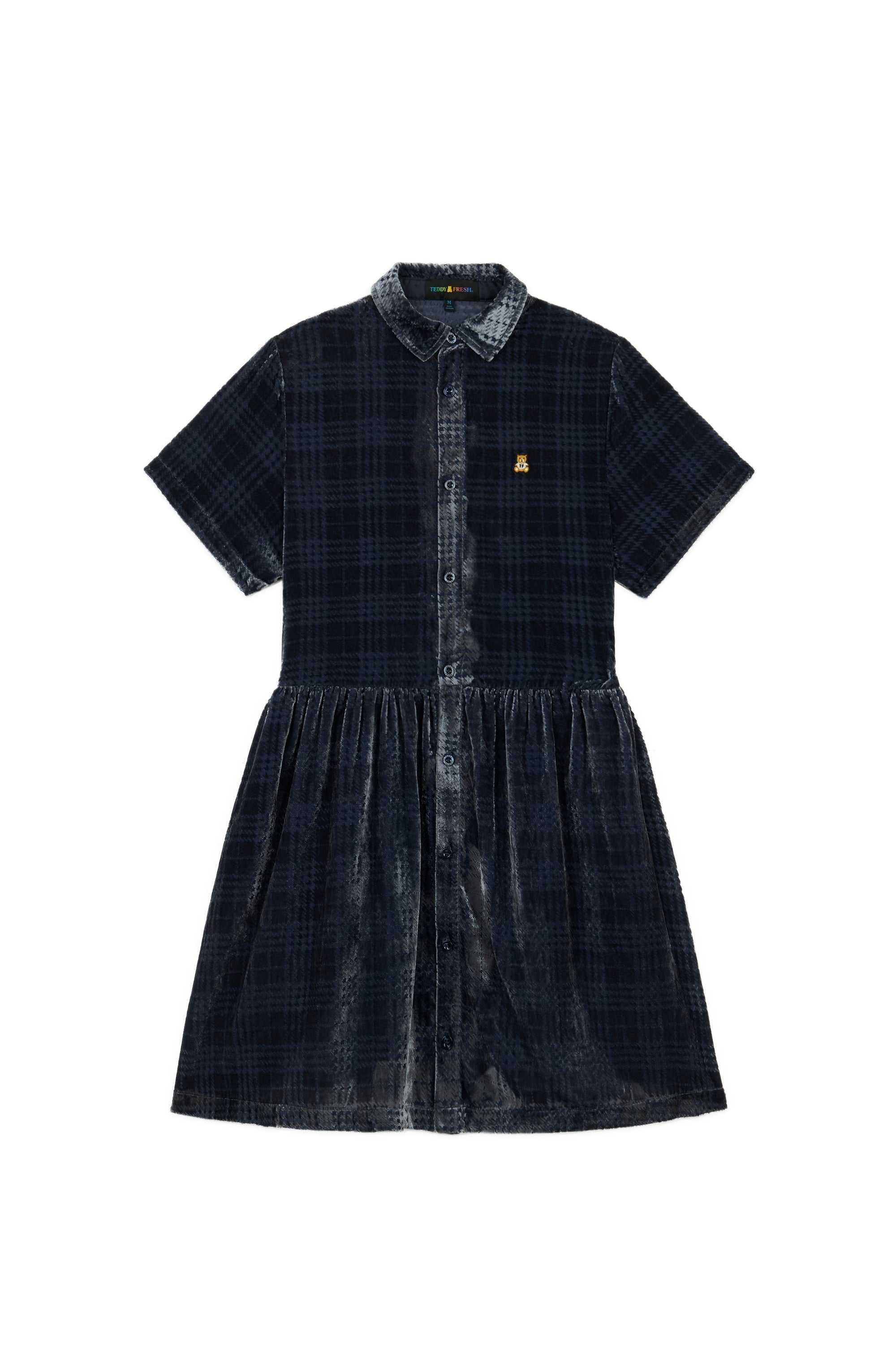 Grey Teddy Fresh Sheer Check Shirt Dress | ZKCDIB348