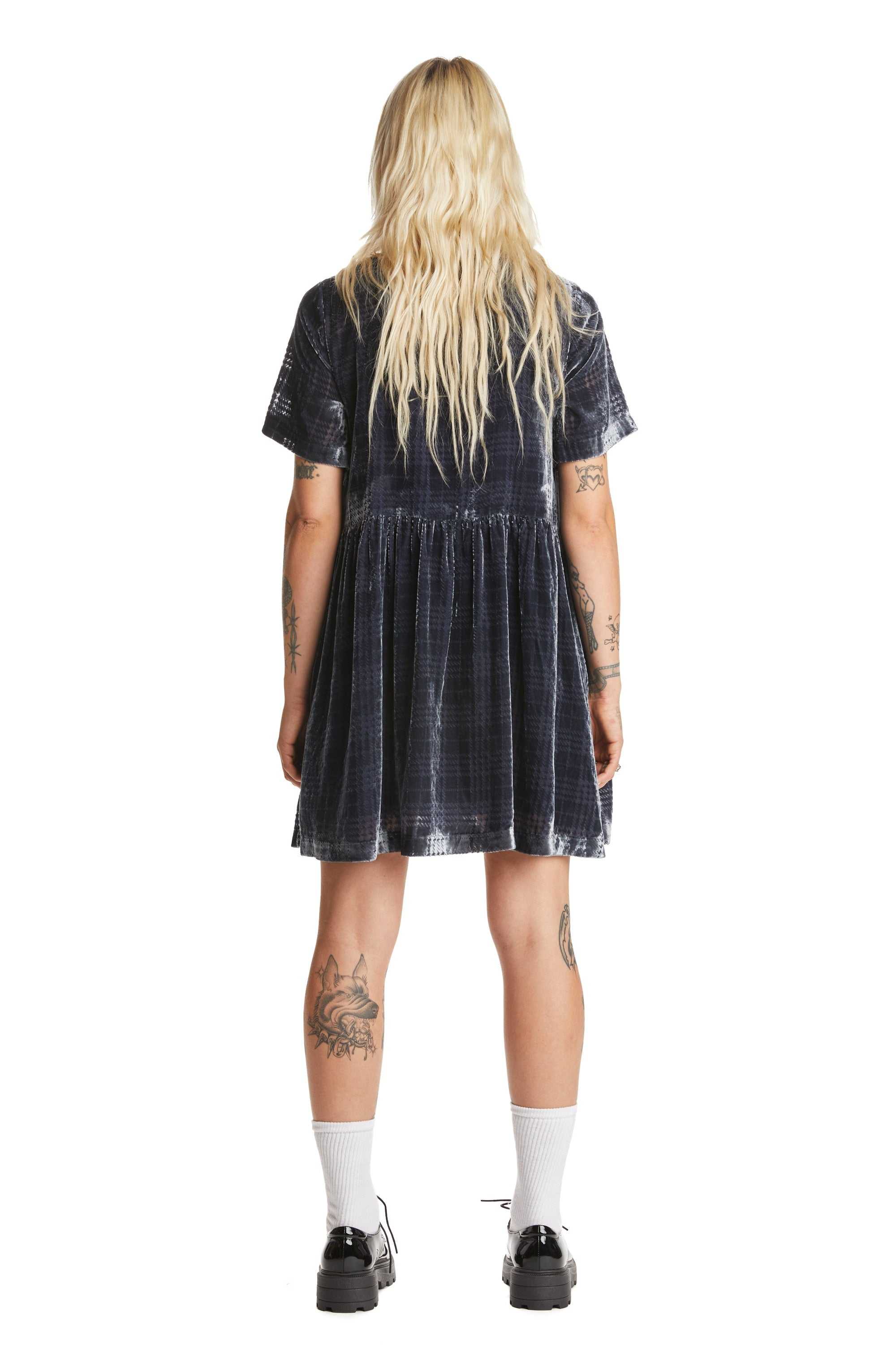 Grey Teddy Fresh Sheer Check Shirt Dress | ZKCDIB348