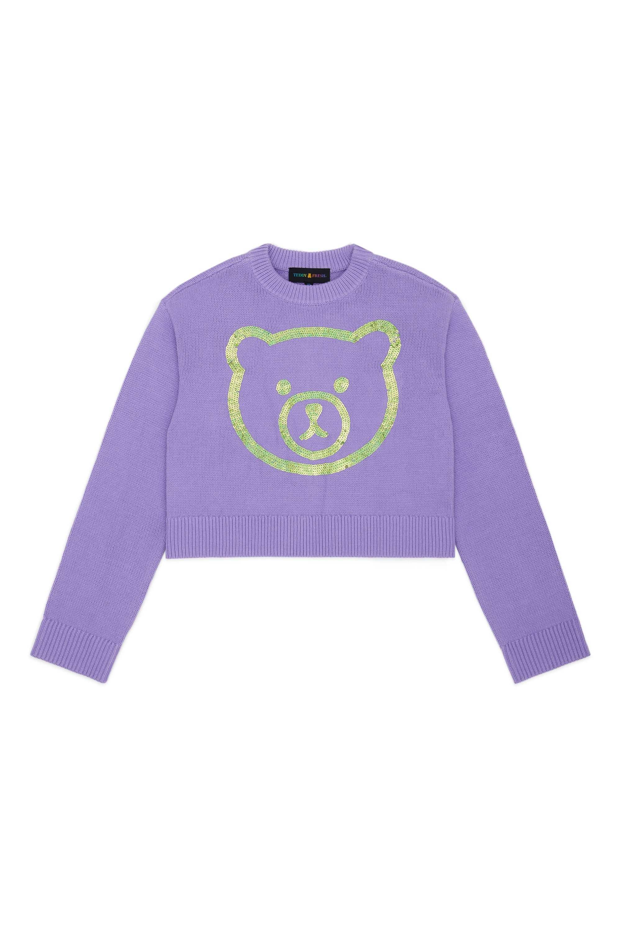 Lavender Teddy Fresh Sequin Bear Sweater | FCNQVM708