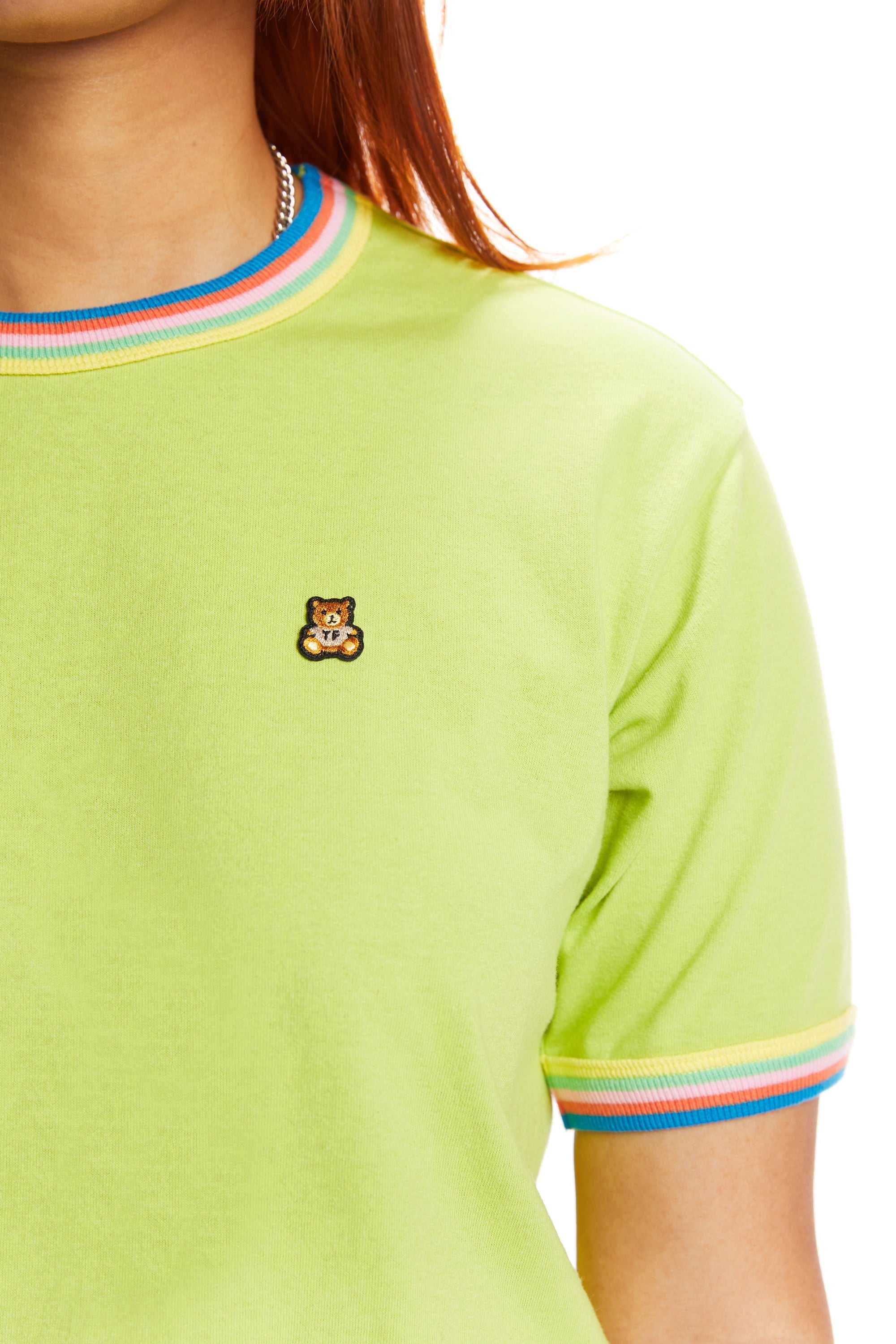 Lime Teddy Fresh Multi-Colored Ringer Tee | LAZSBD479