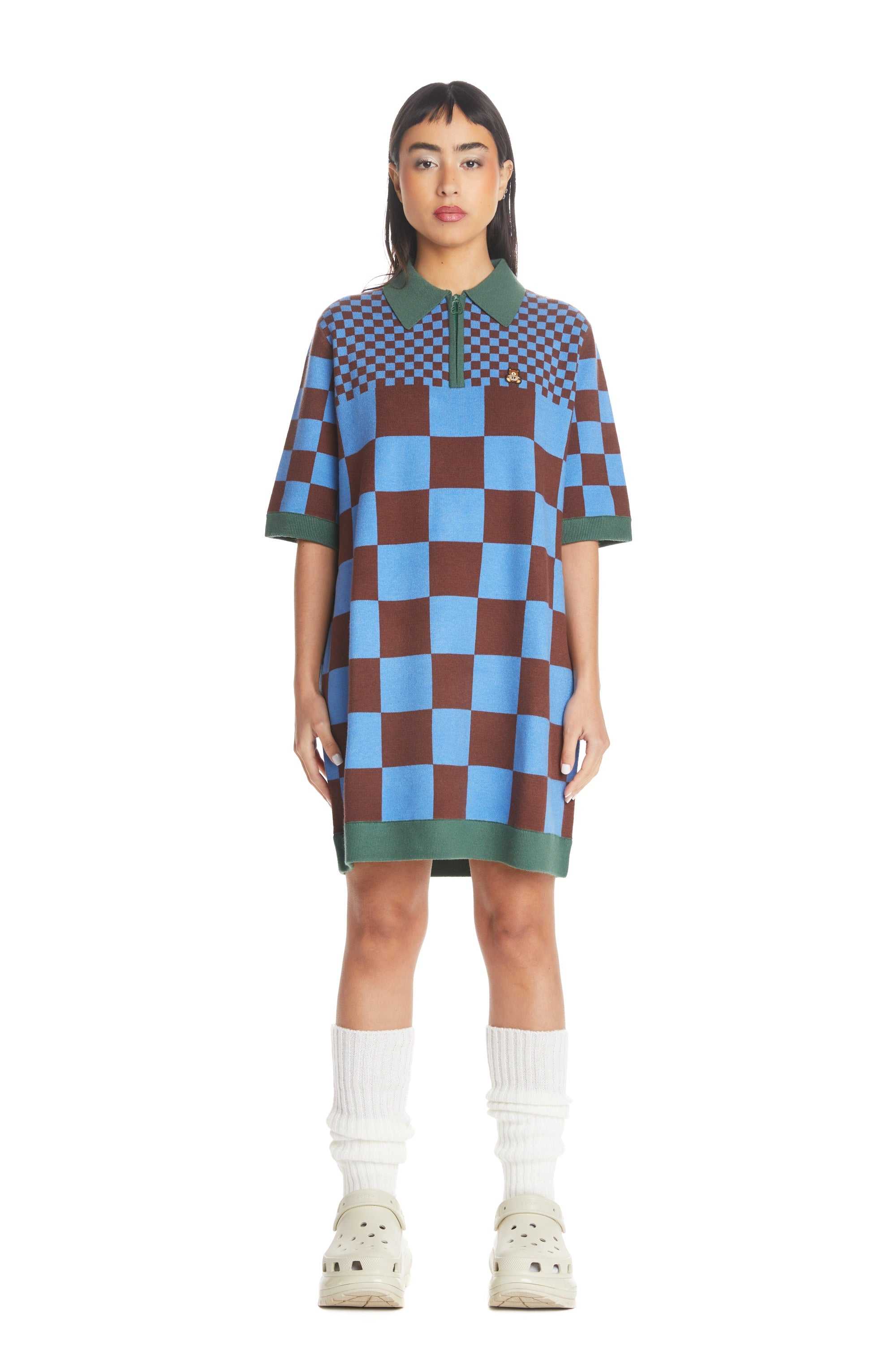 Multi Teddy Fresh Check Clash Sweater Dress | NJXLFQ796