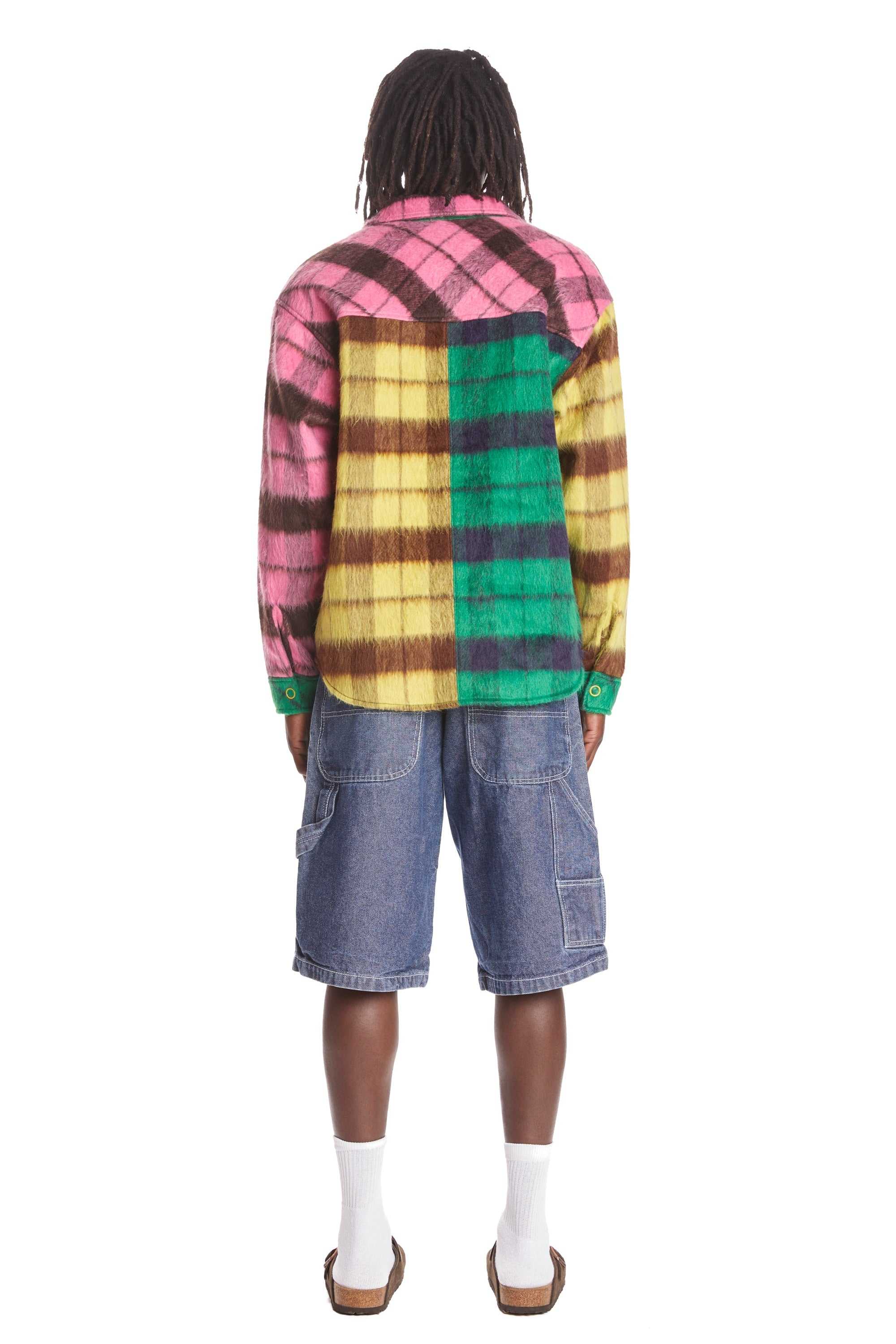 Multi Teddy Fresh Fuzzy Plaid Snap Shacket | NRMTKL402