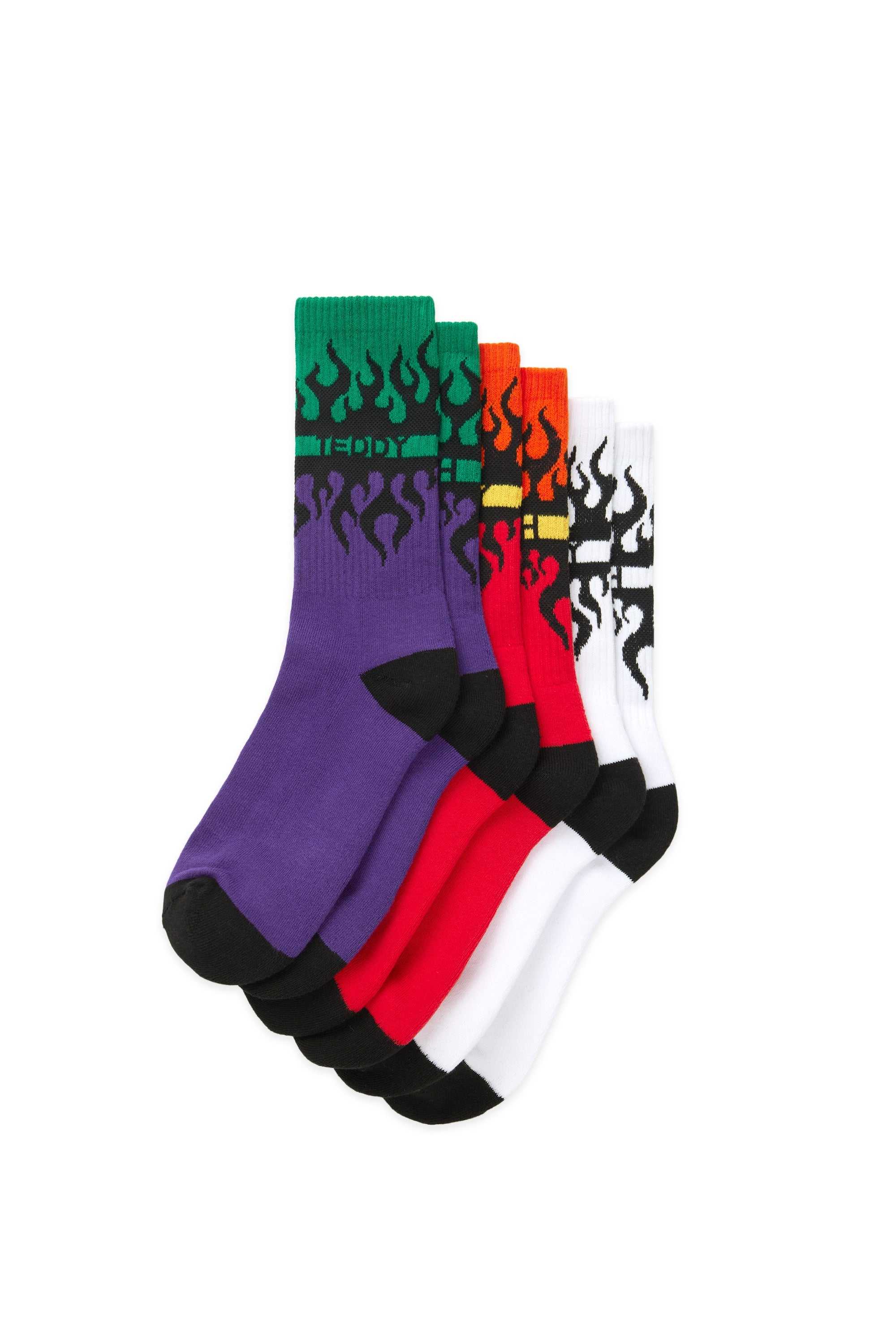 Multi Teddy Fresh Mirrored Flame Socks - 3 Pack | IJKUPC075