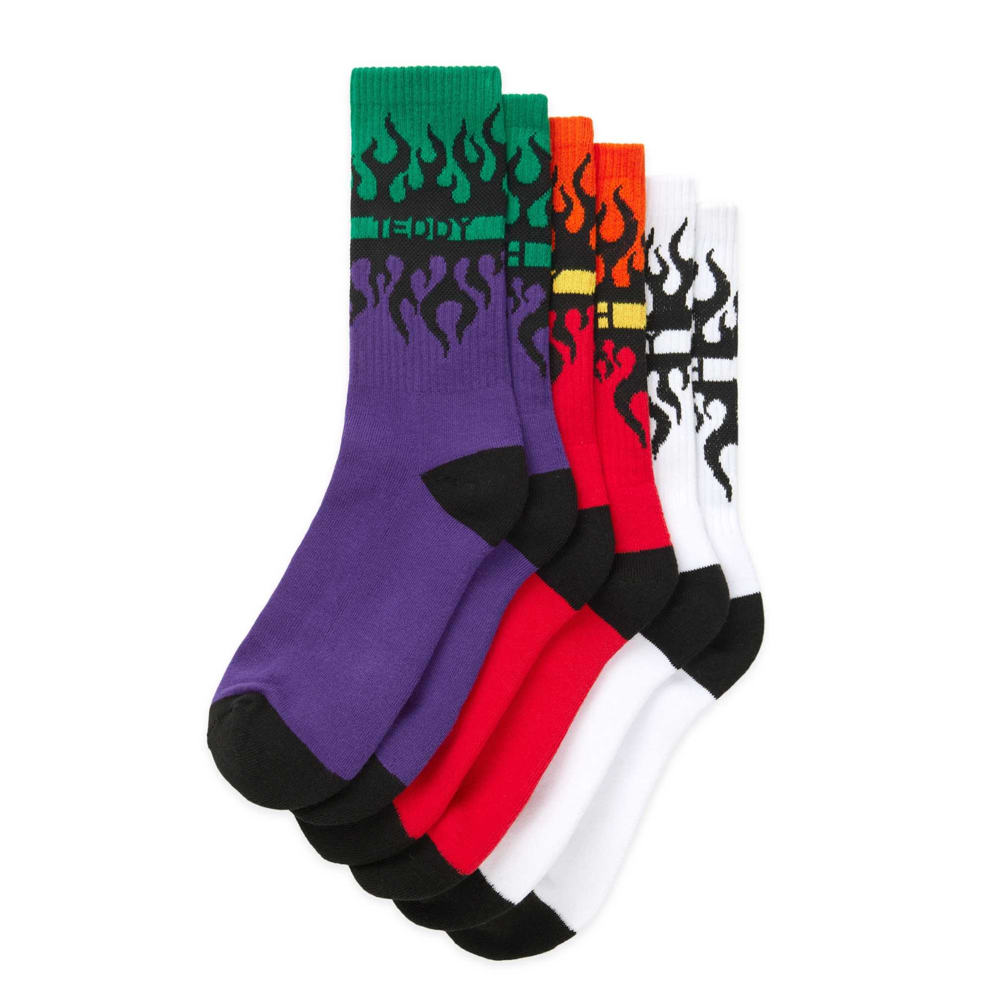 Multi Teddy Fresh Mirrored Flame Socks - 3 Pack | IJKUPC075