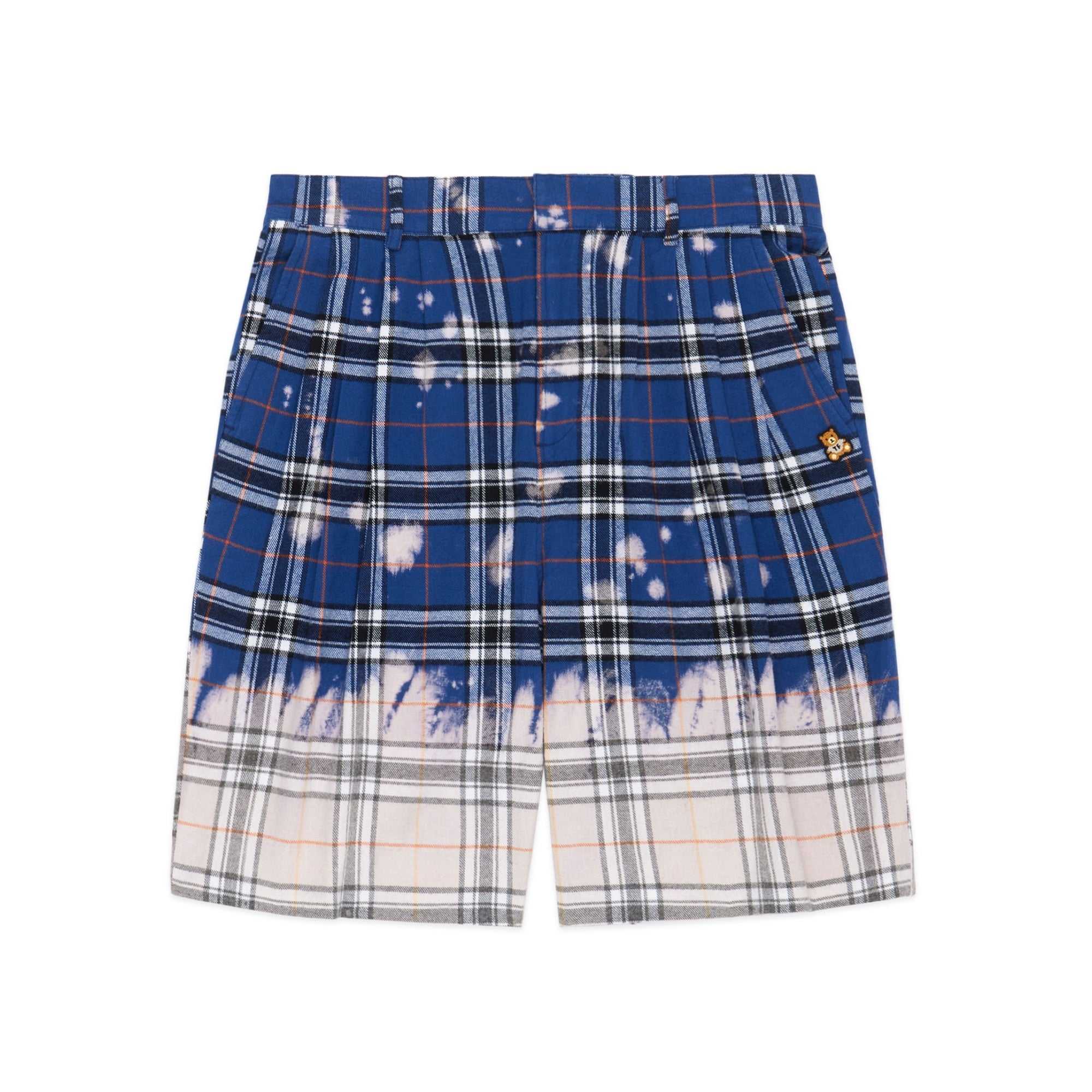 Navy Teddy Fresh Bleached Flannel Shorts | EFSHAN892