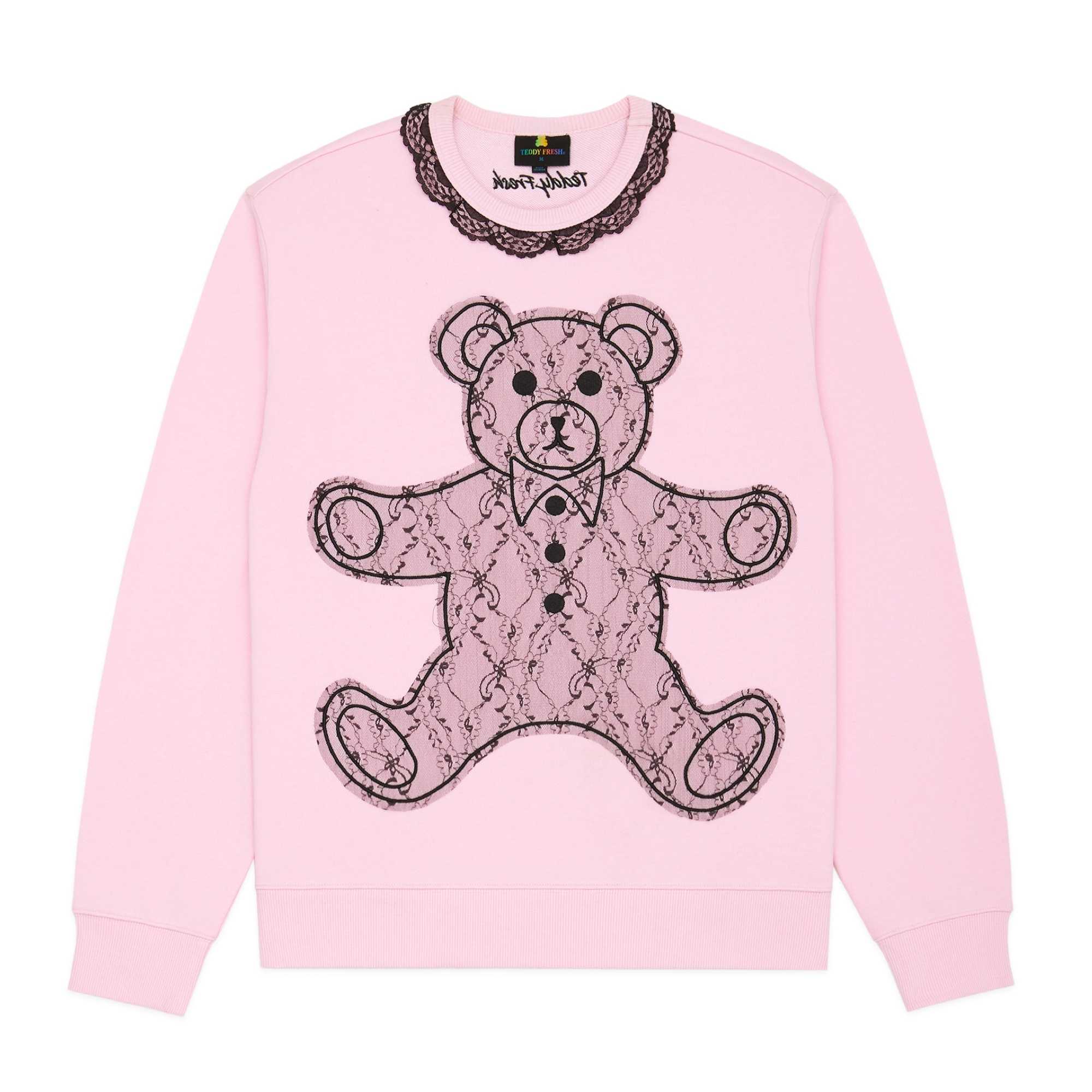 Navy Teddy Fresh Lace Applique Bear Sweatshirt | GFWAOB720