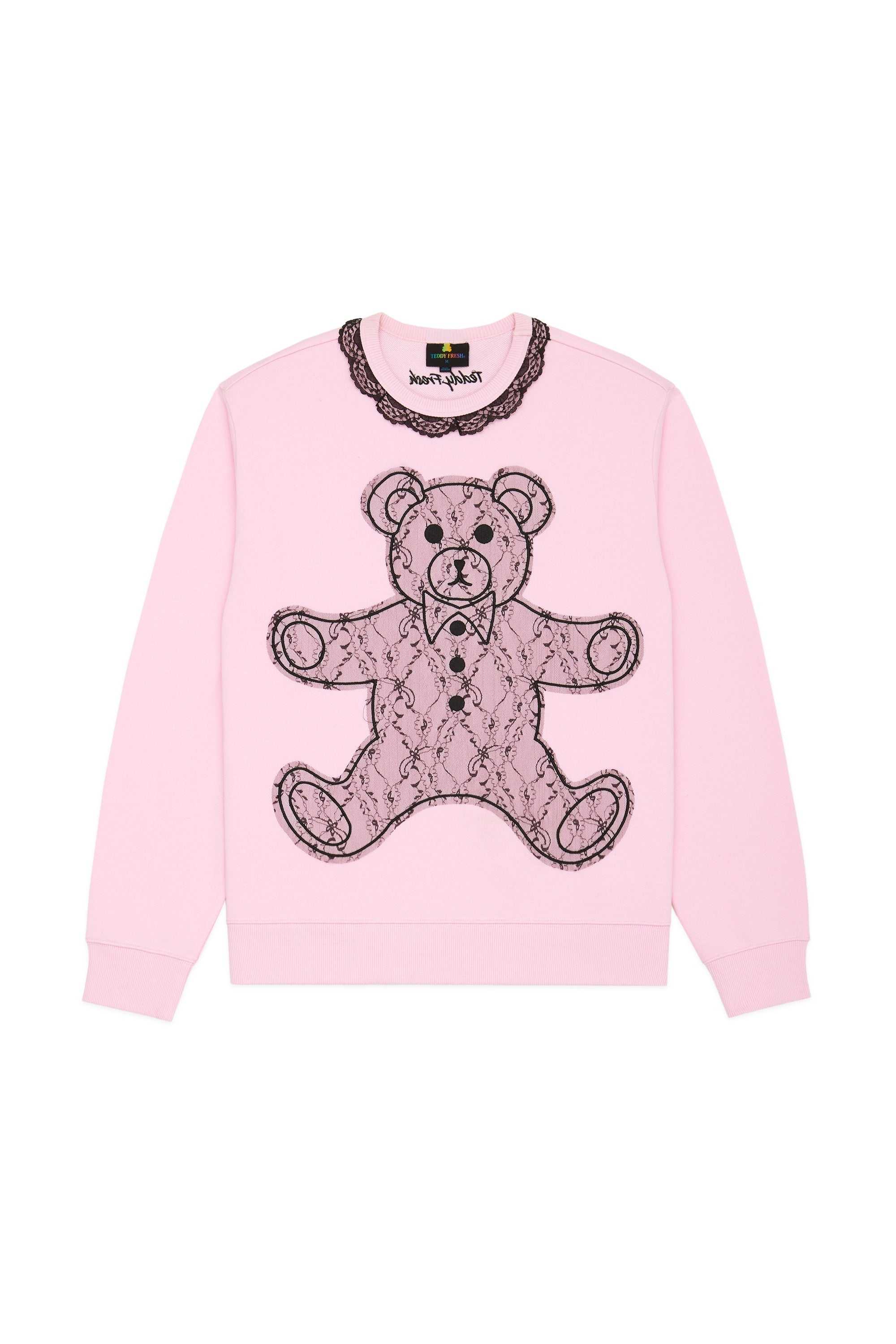 Navy Teddy Fresh Lace Applique Bear Sweatshirt | GFWAOB720