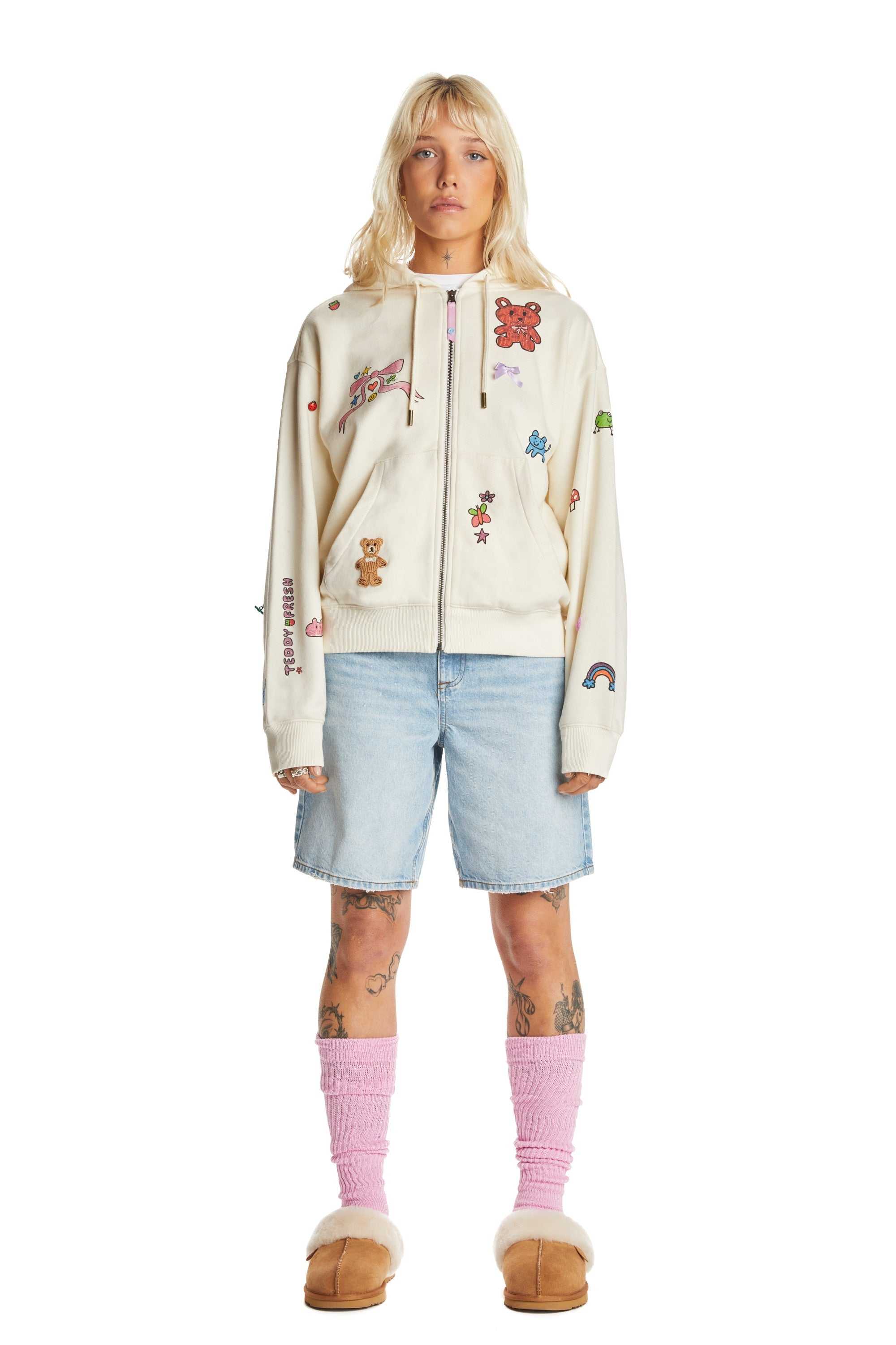 Off White Teddy Fresh TF x Blo_oberry Little Charms Hoodie | EKVQLX319