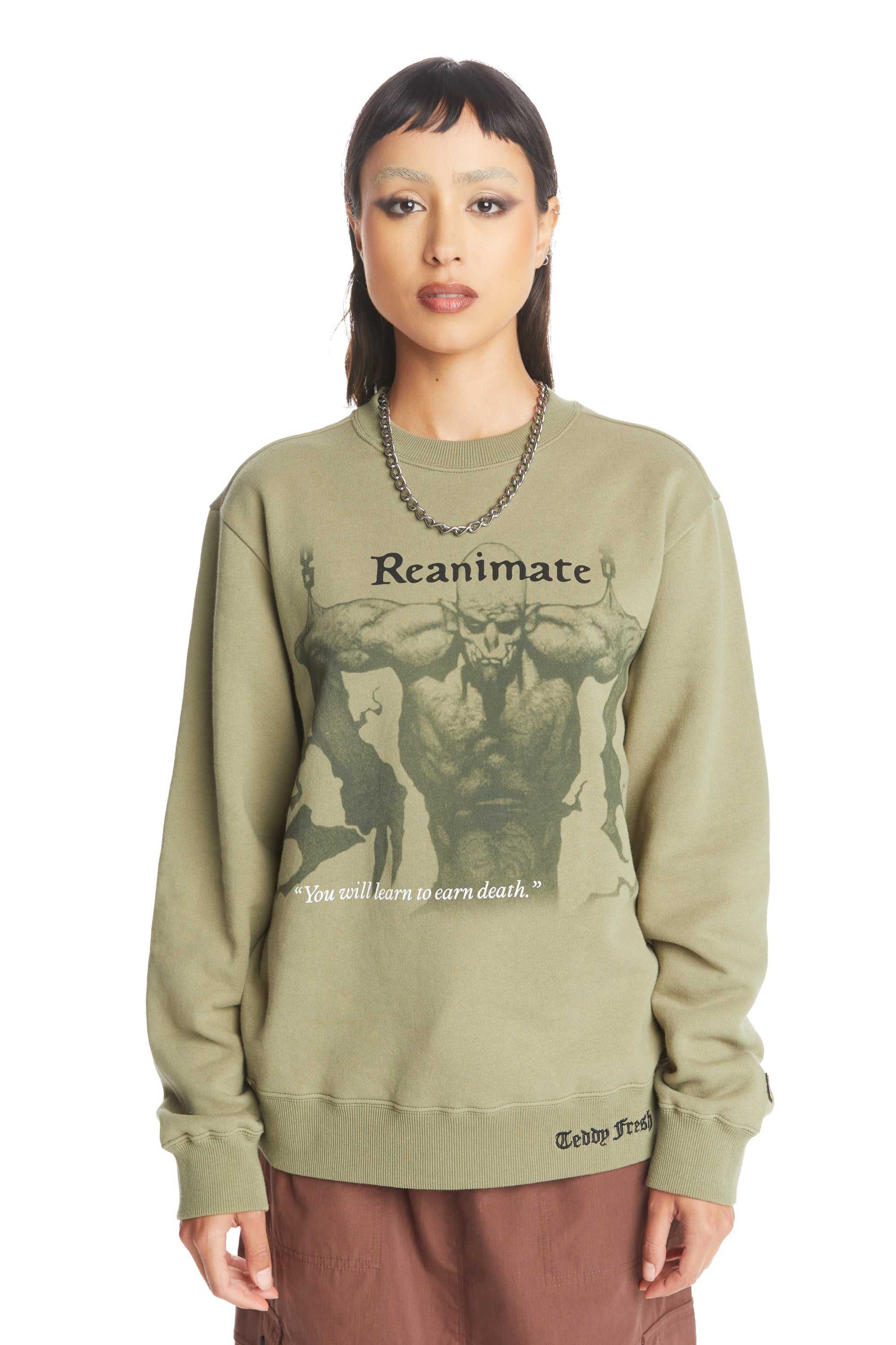 Olive Teddy Fresh TF x Magic: The Gathering Reanimate Sweatshirt | AOWTDF829