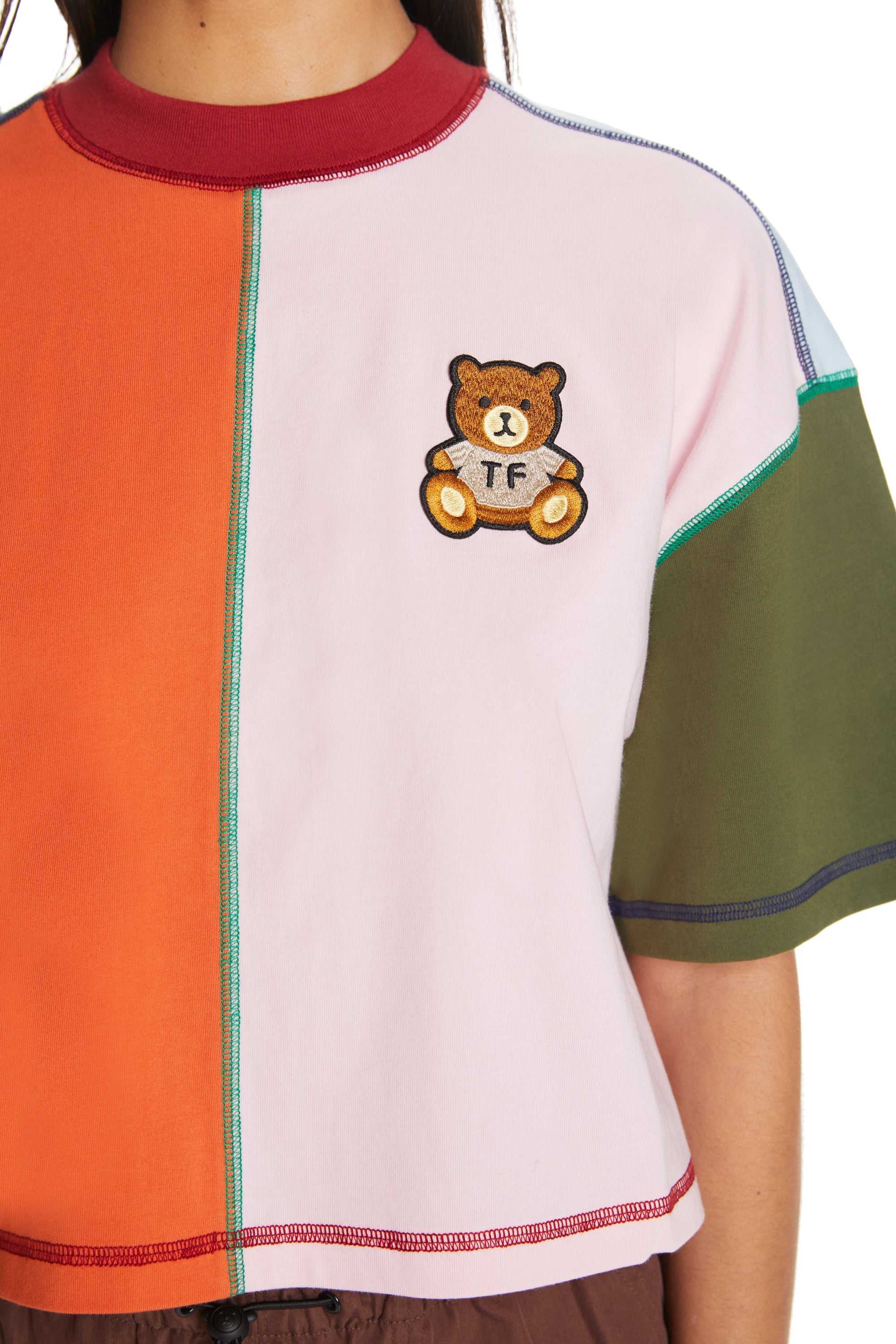 Orange Multi Teddy Fresh Boxy Color Block Tee | PHYRXL517