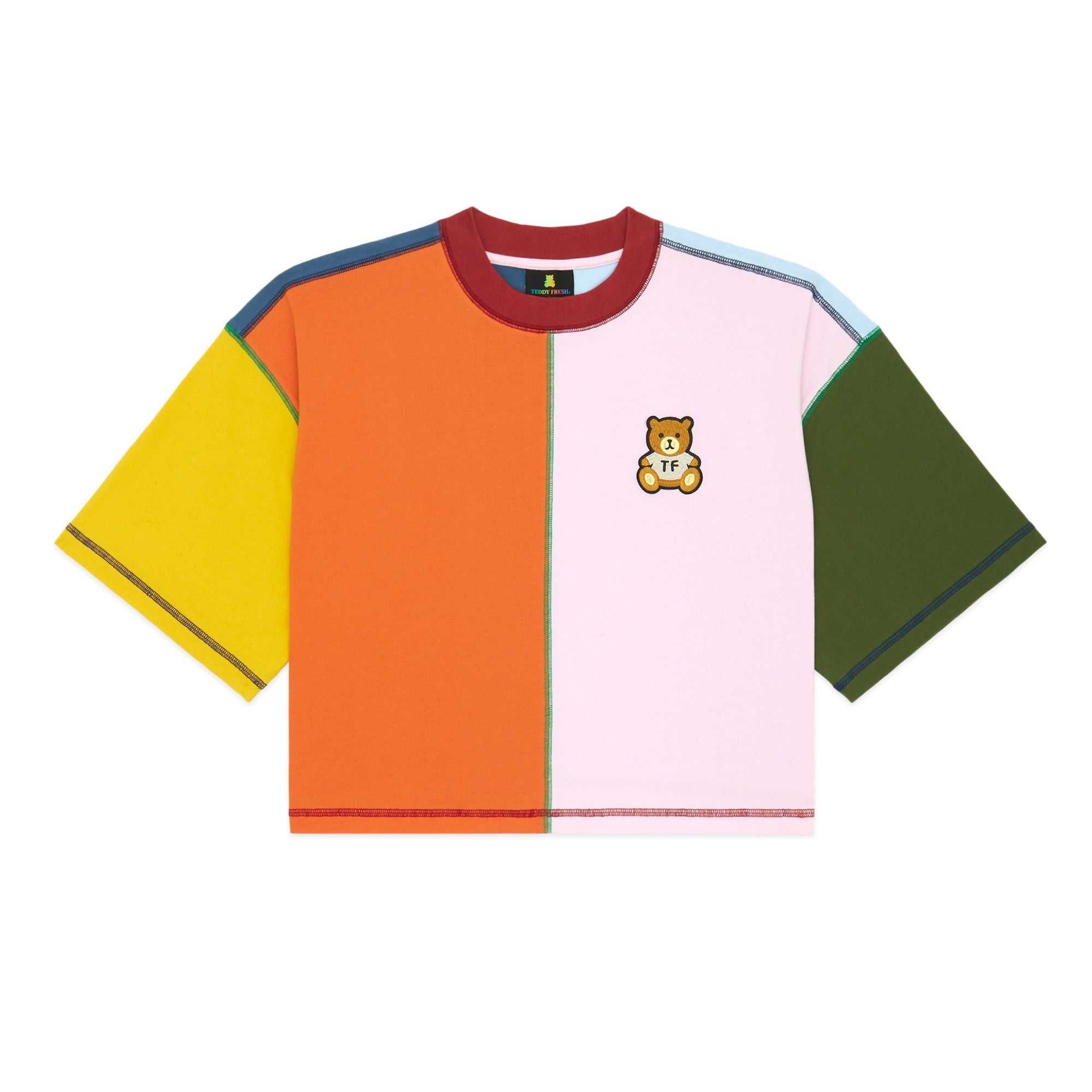 Orange Multi Teddy Fresh Boxy Color Block Tee | PHYRXL517