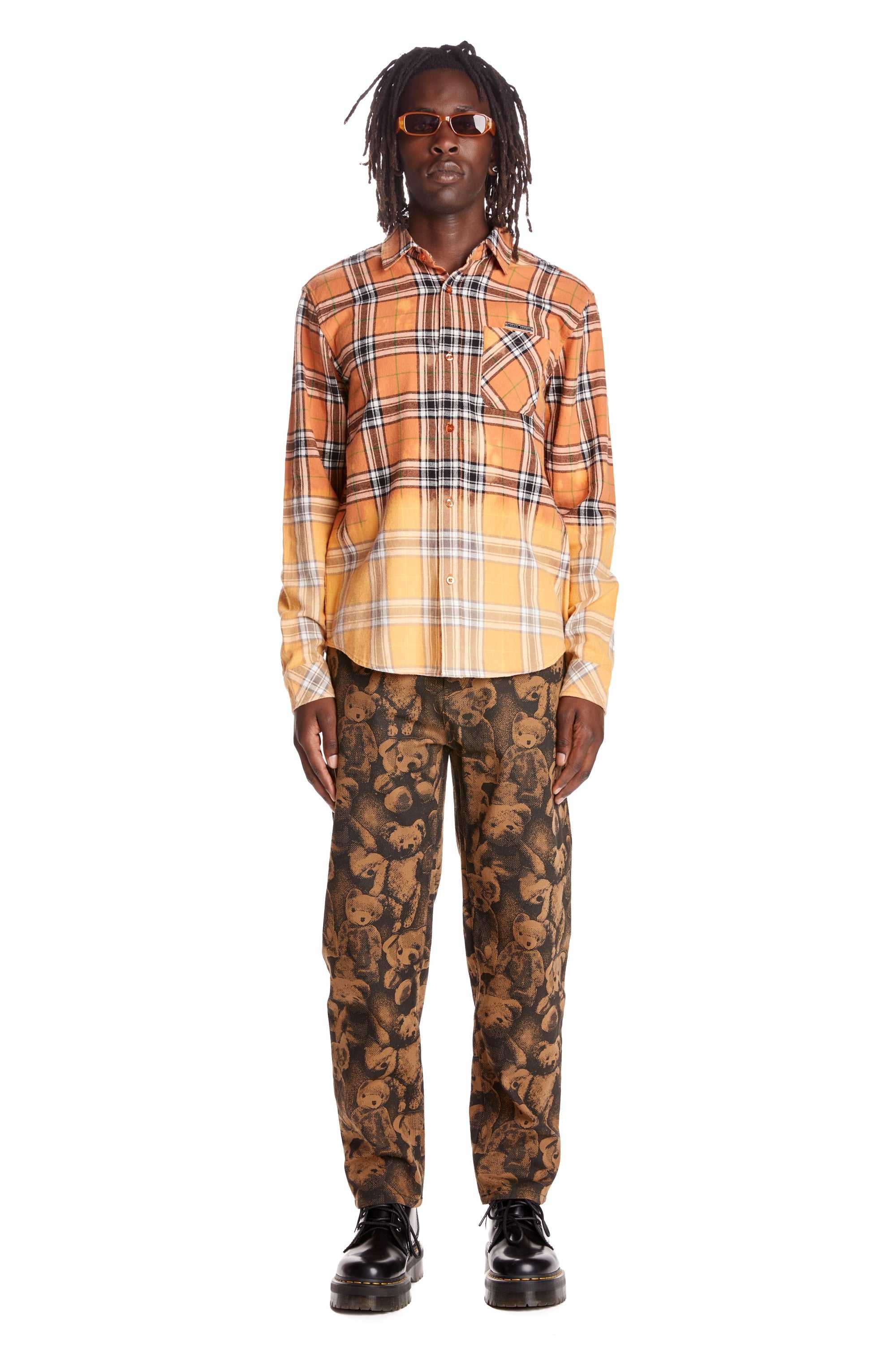 Orange Teddy Fresh Bleached Flannel Shirt | LIZUME237