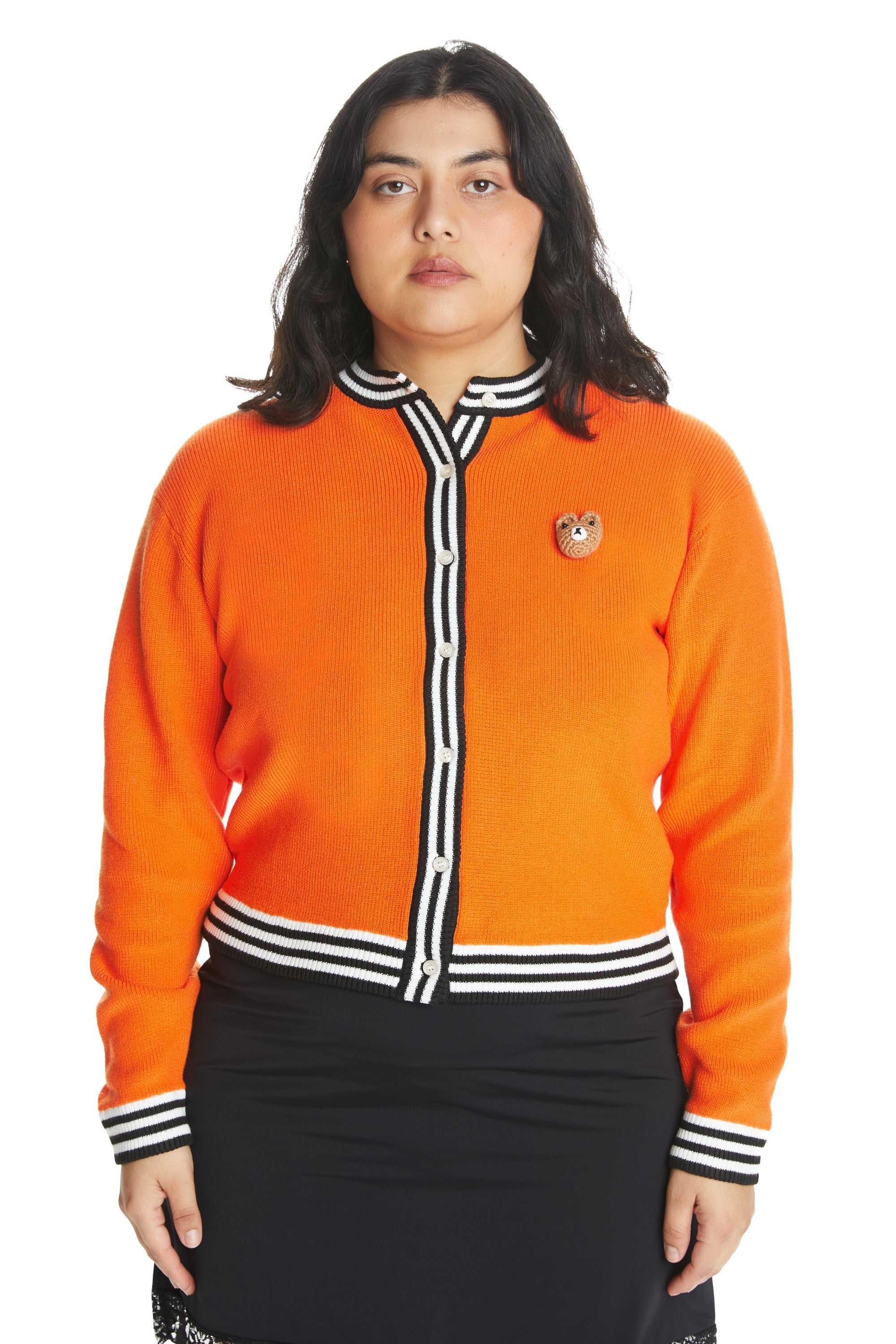 Orange Teddy Fresh Recycled Sweater Bear Cardigan | HPCYXN261