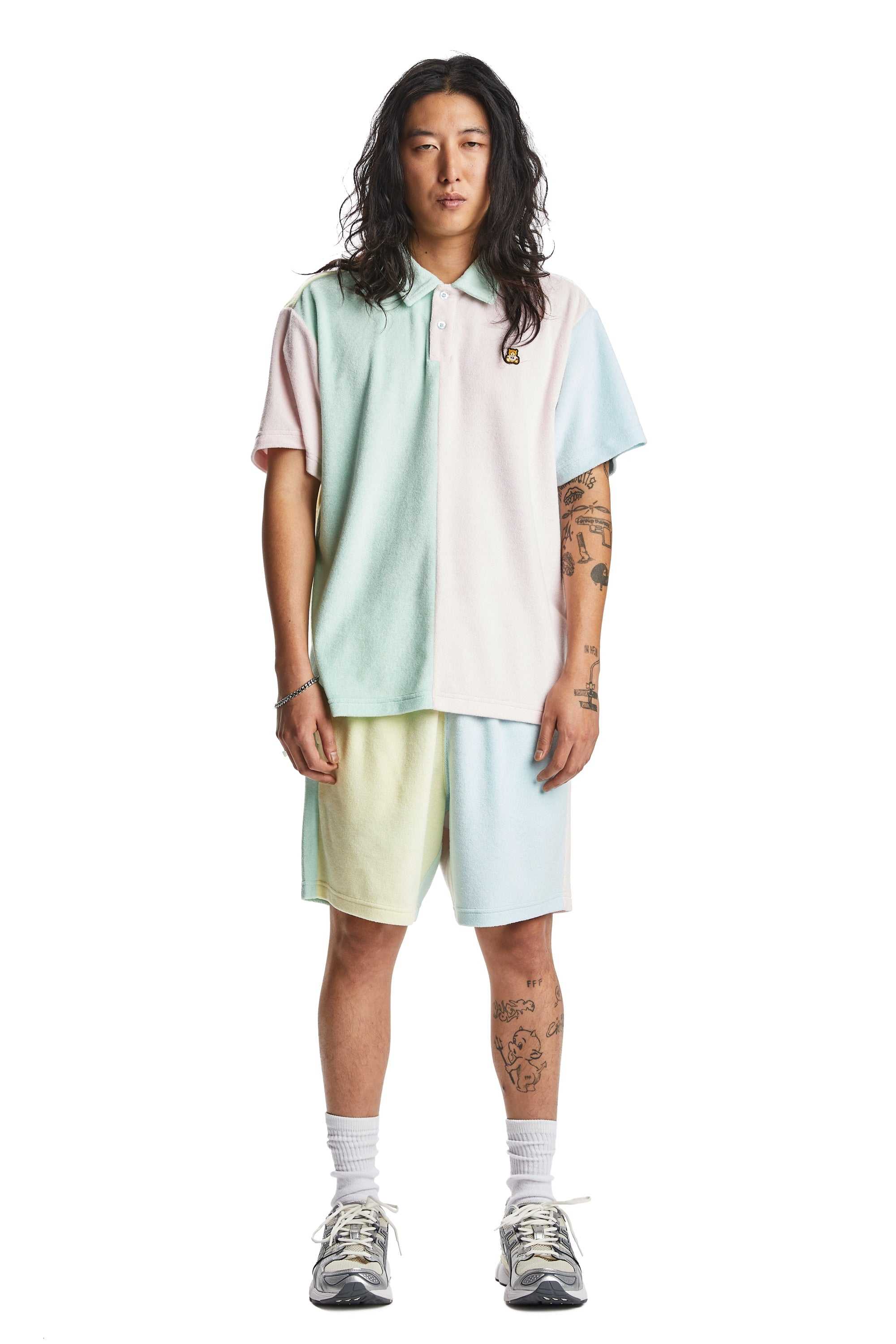 Pastel Teddy Fresh Color Block Terry Shirt | SRAWLE590