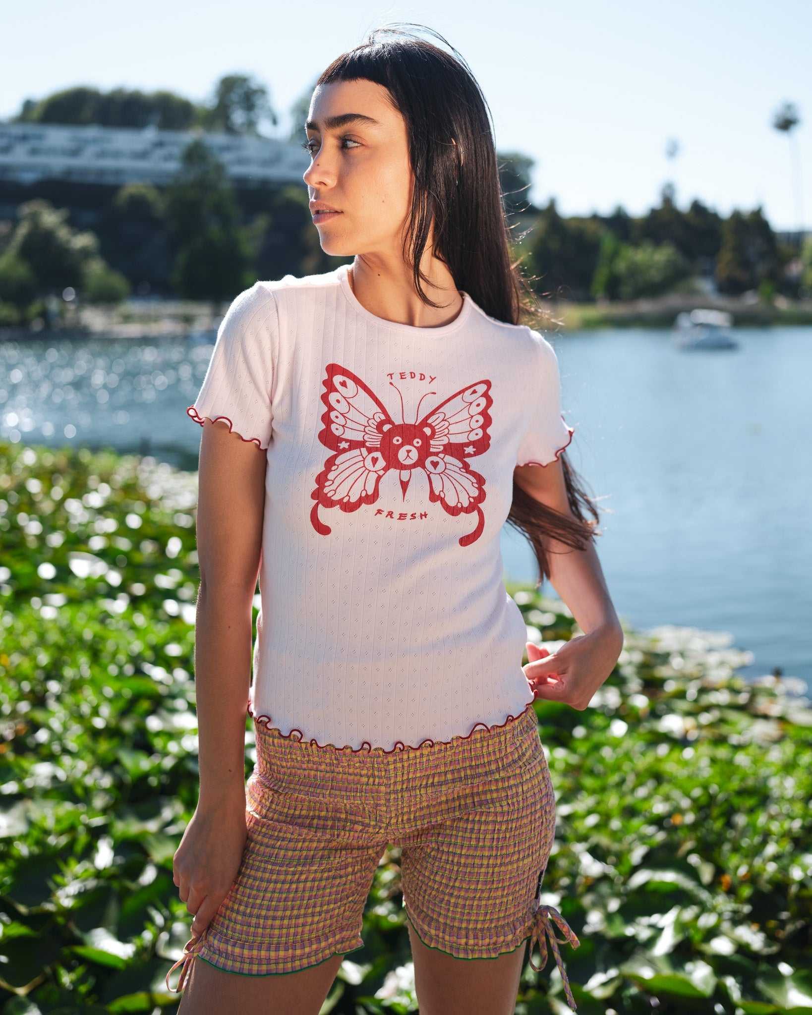 Pink Teddy Fresh Bear Butterfly Tee | JACEHU438