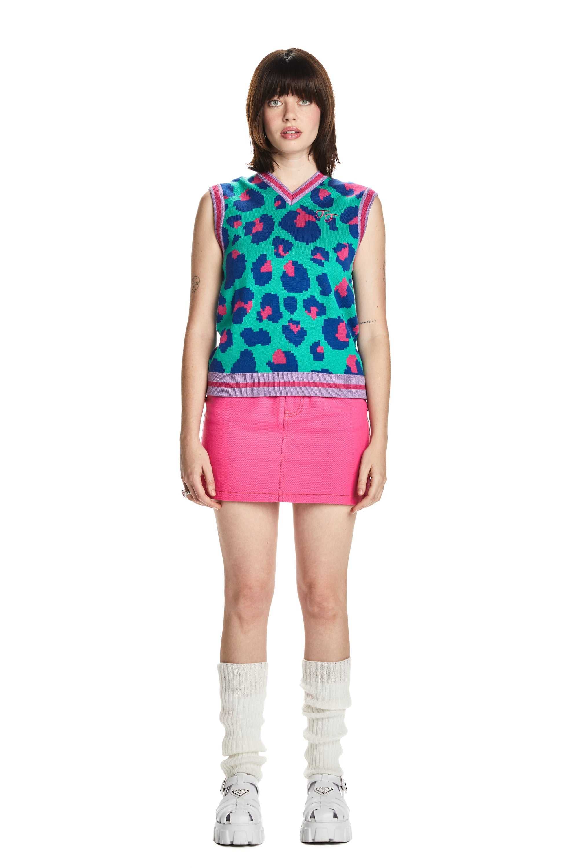 Pink Teddy Fresh Leopard Sweater Vest | WMYICZ371