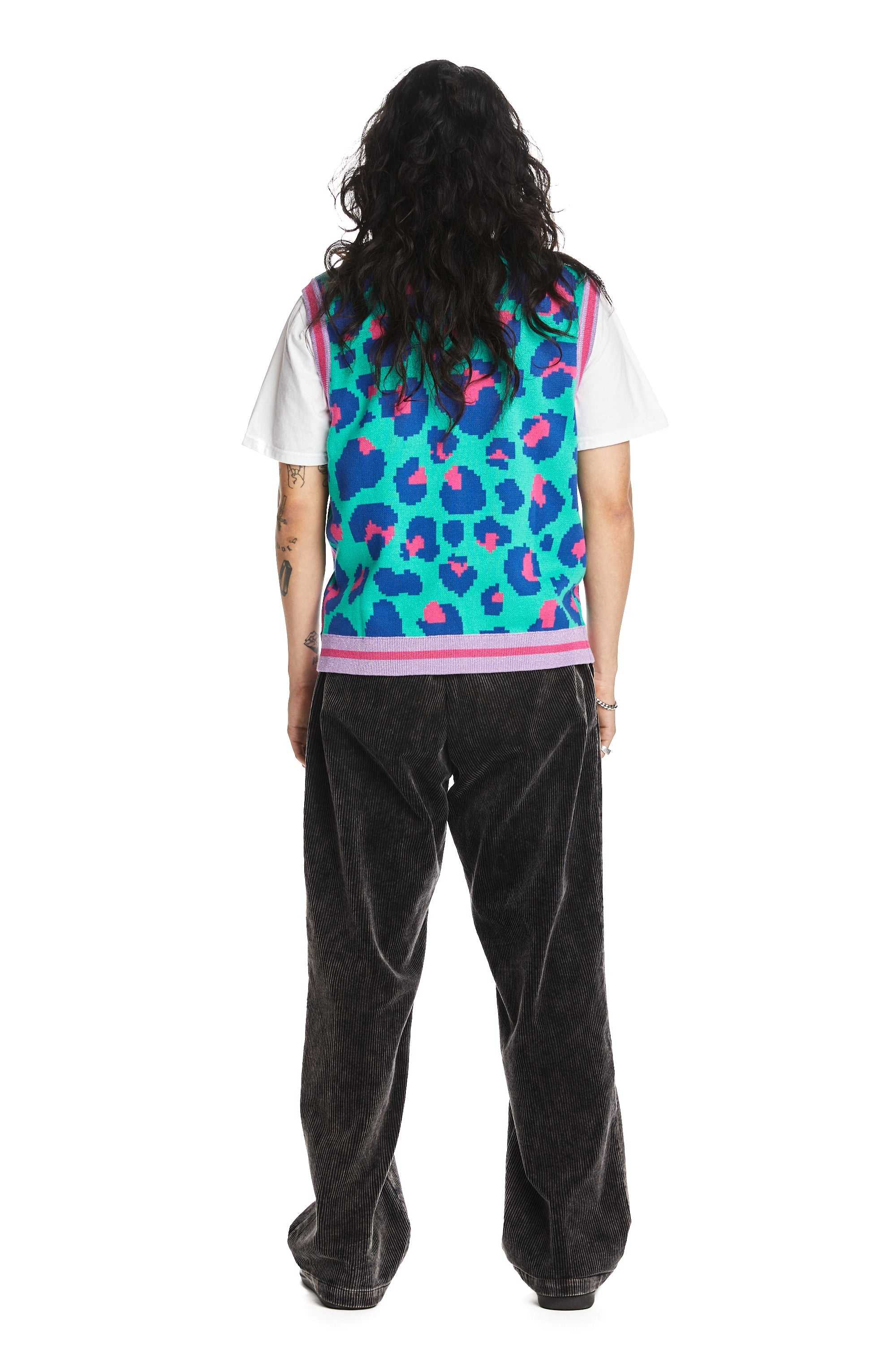 Pink Teddy Fresh Leopard Sweater Vest | WMYICZ371